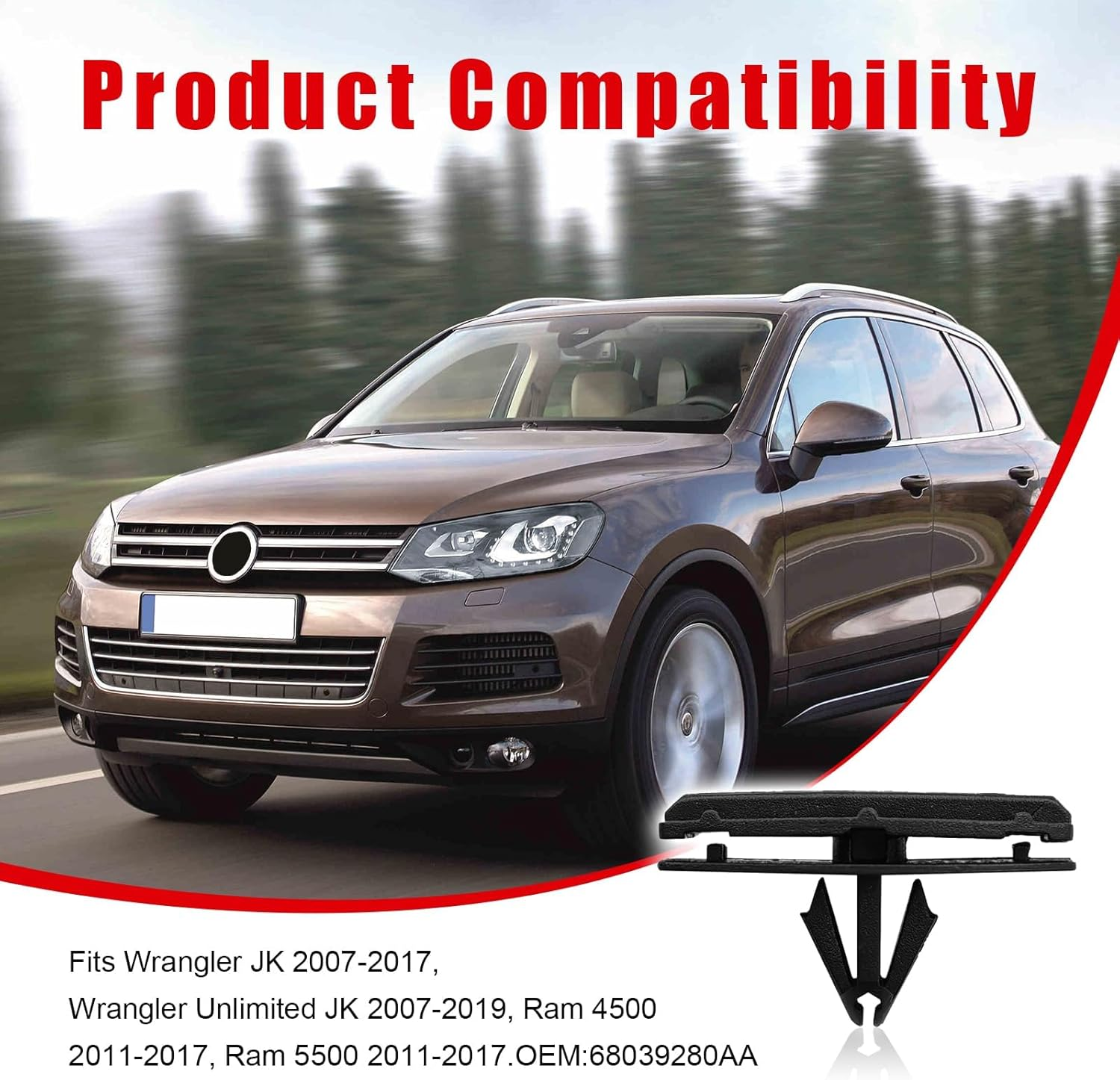 30 PCS Car Fender Flare Clips, Auto Front Fender Flare Rocker Moulding Clip, Bumper Shield Retainer Clips Replacement Compatible with Wrangler JK, Unlimited JK, Ram 4500 Ram 5500, 68039280-AA image number 5