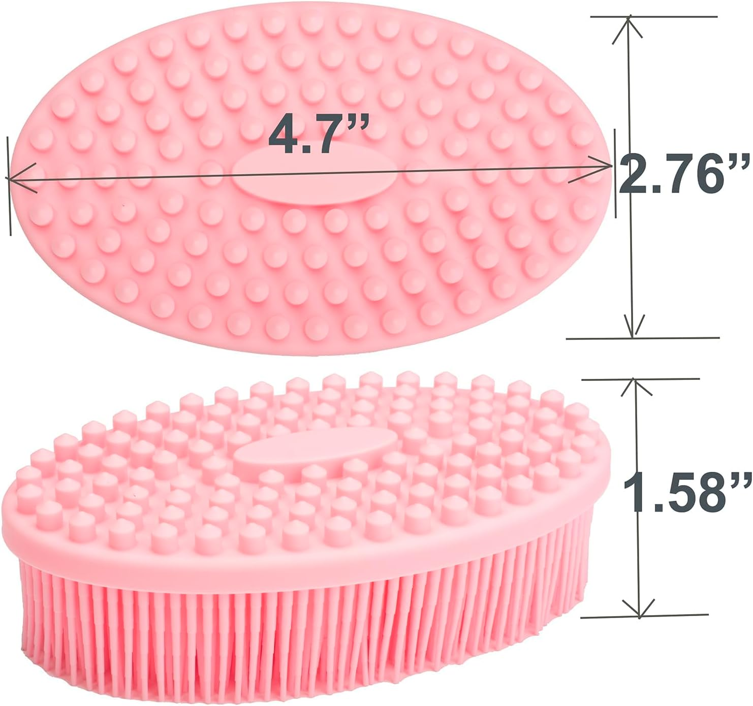 Exfoliating Silicone Body Scrubber Shower Bath Body Brush Easy to Clean, Lathers Well, Eco Friendly (Pink) image number 5
