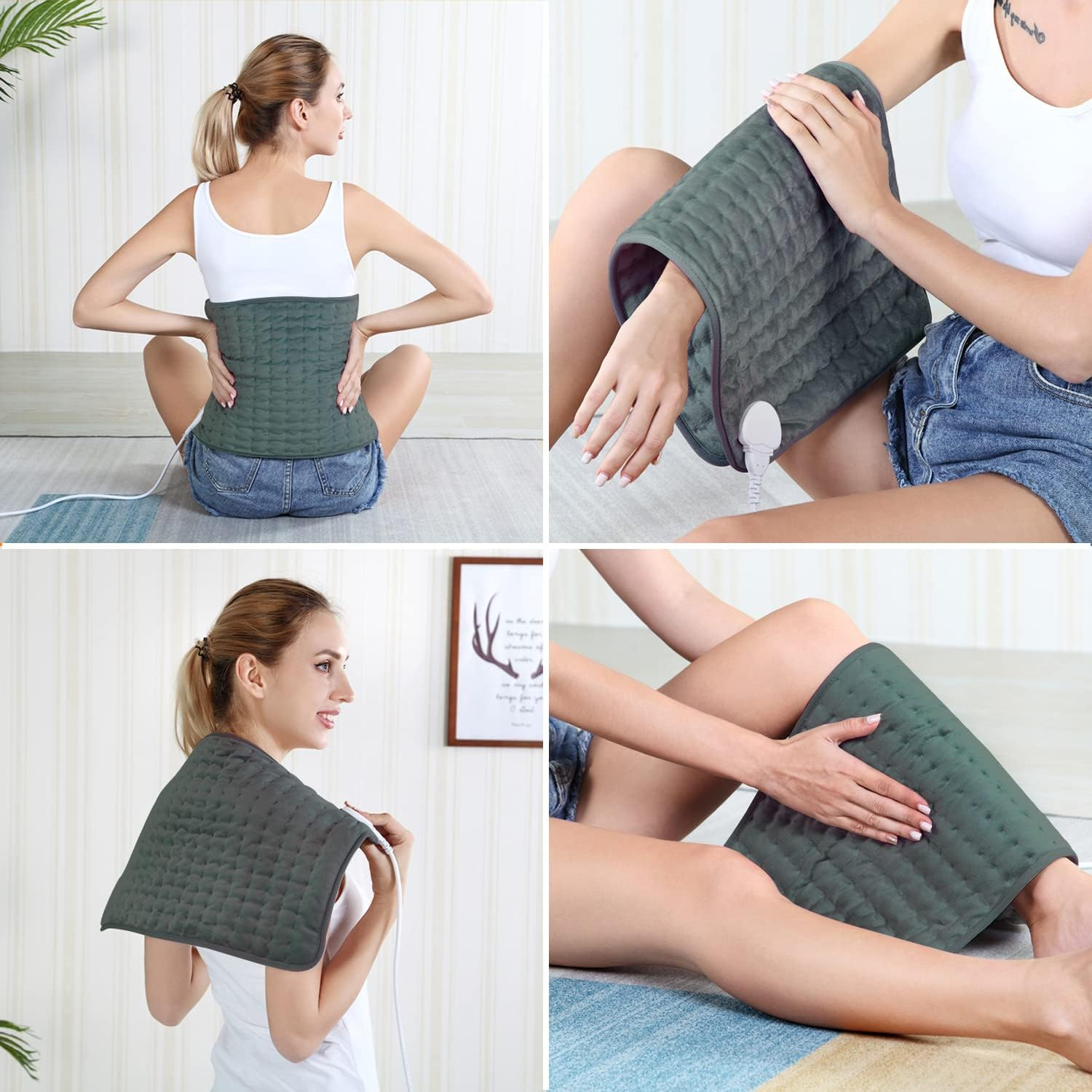 Heating Pad, Electric Heat Pad with Automatic Switch-Off and 6 Temperature Levels Heating Pad for Back Neck Shoulder Belly Heating Technology - Machine Washable(Dark Gray, 12" X 24") image number 2