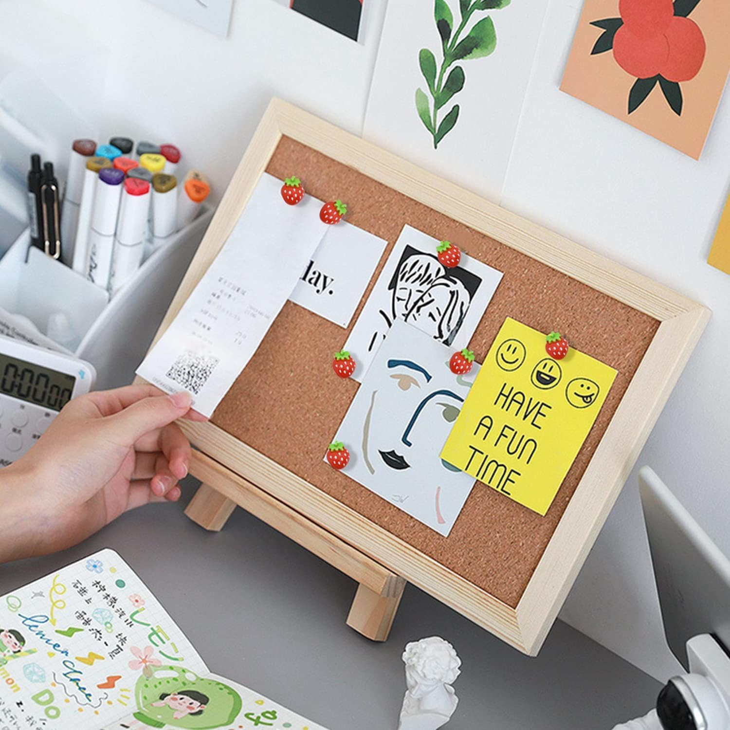 Liangang 30Pcs Strawberry Push Pins for Cork Board - Decorative Thumb Tacks for Photo Wall, Feature Wall, Map, Bulletin Board, Office or Home(30Pcs Strawberry) image number 2