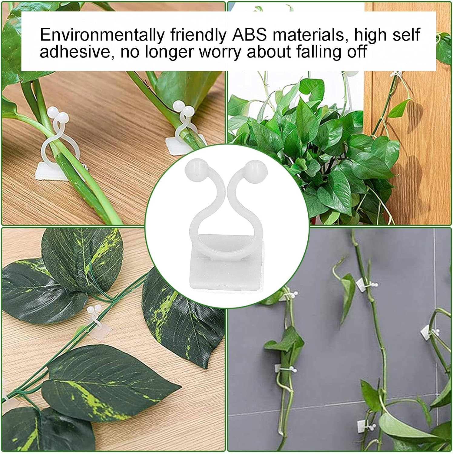 Ejoyous 100 Pcs Plant Climbing Wall Fixing Clips (1.4X0.8X0.8In) Eco-Friendly ABS Material, Tool-Less Installation Knob Design, Non-Damaging, for Vines Indoor/Balcony/Garden/Greenhouse (White) image number 1