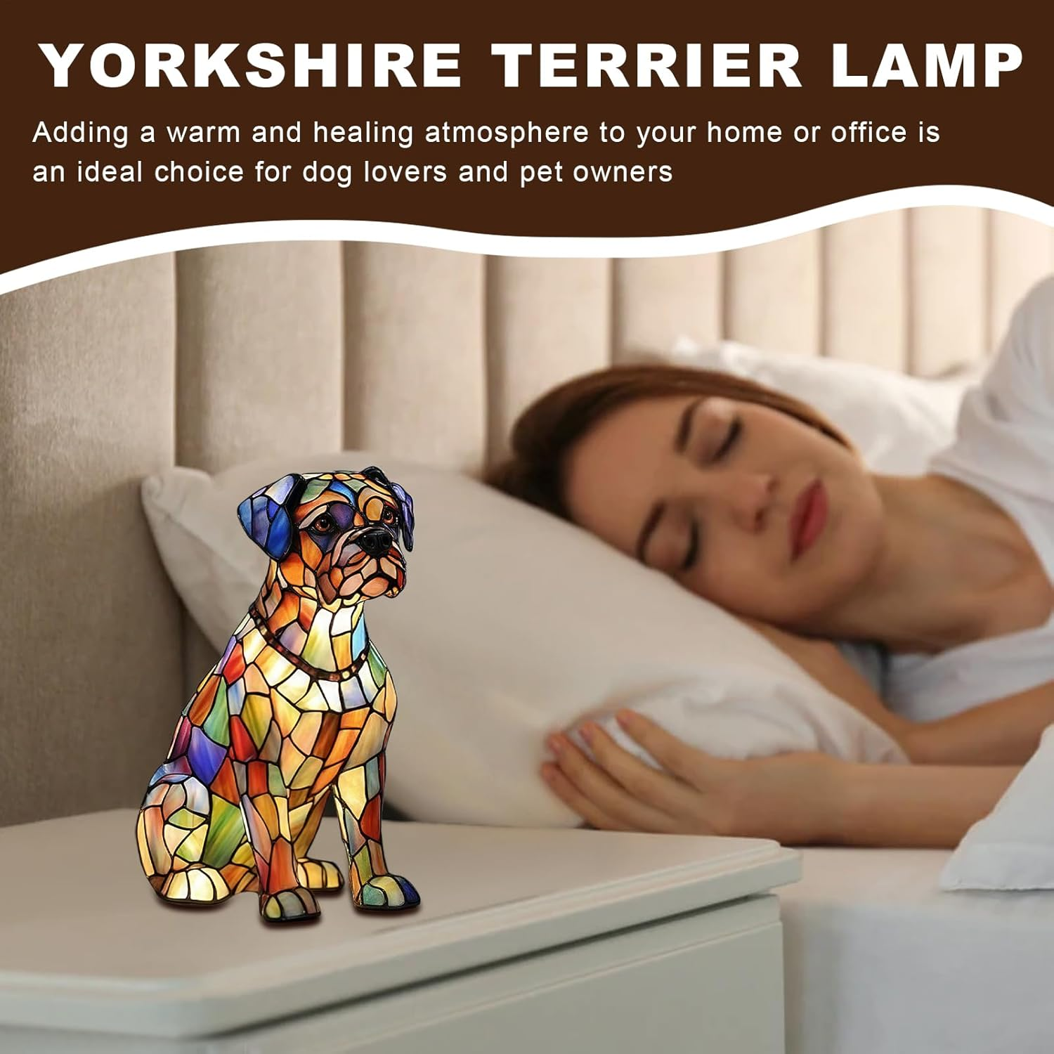 LED Table Light, Night Light Resin Themed Dogs for Bedside, Rechargeable LED Atmosphere Lamp for Bedside Table in Bedroom and Children'S Room image number 6