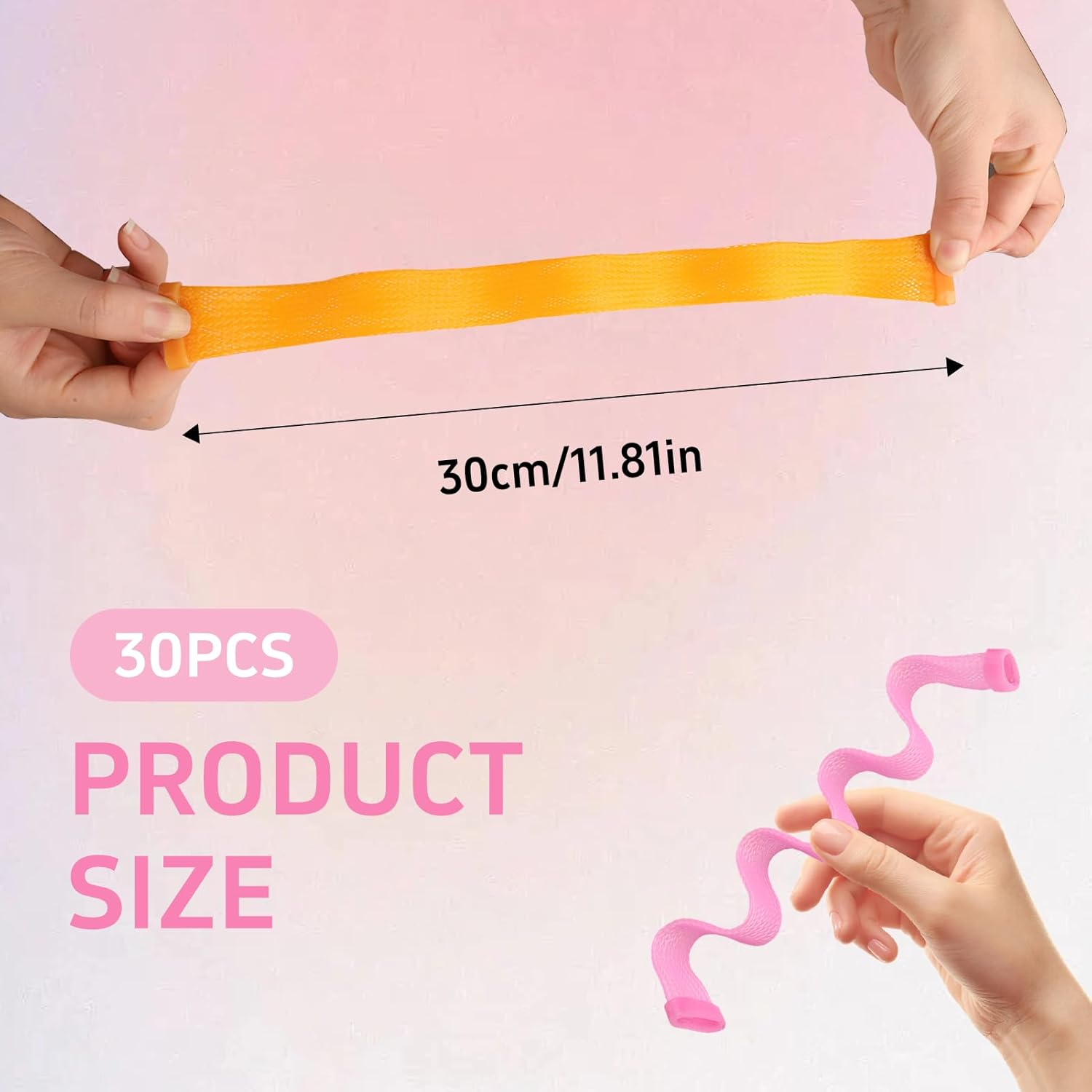 Nhgkju Set of 30 Heatless Hair Rollers - Spiral Wave - 6 Colours (Pink, Orange, Purple, Green, Blue, Yellow) - Ideal for Shoulder Length Hair - No Heat Processing. Includes 2 Styling Rods image number 6