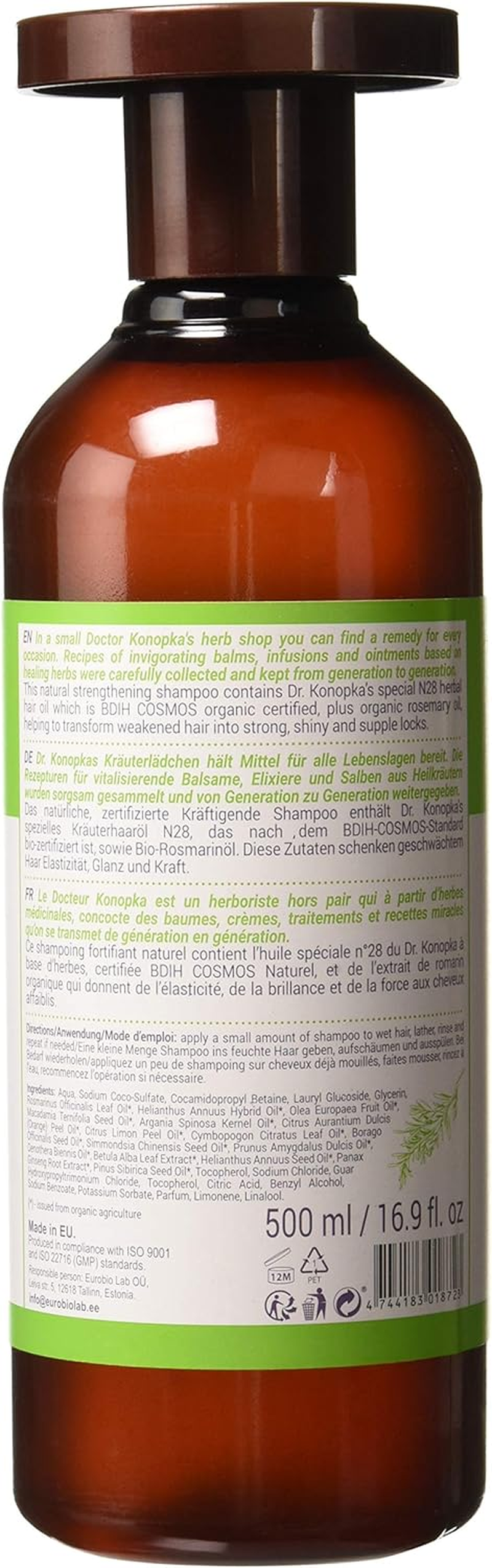 EUROBIO LAB KONOPKA'S STRENGTHENING SHAMPOO 500 Ml image number 1