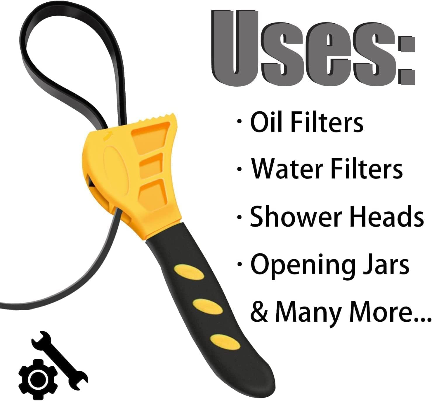 Strap Wrench Set Adjustable Rubber Belt Wrench for Oil Filter Wrench Set, Jar Opener, Fit Shower Head/Water Filter 4" (Small) & 6"(Large), Pack of 2