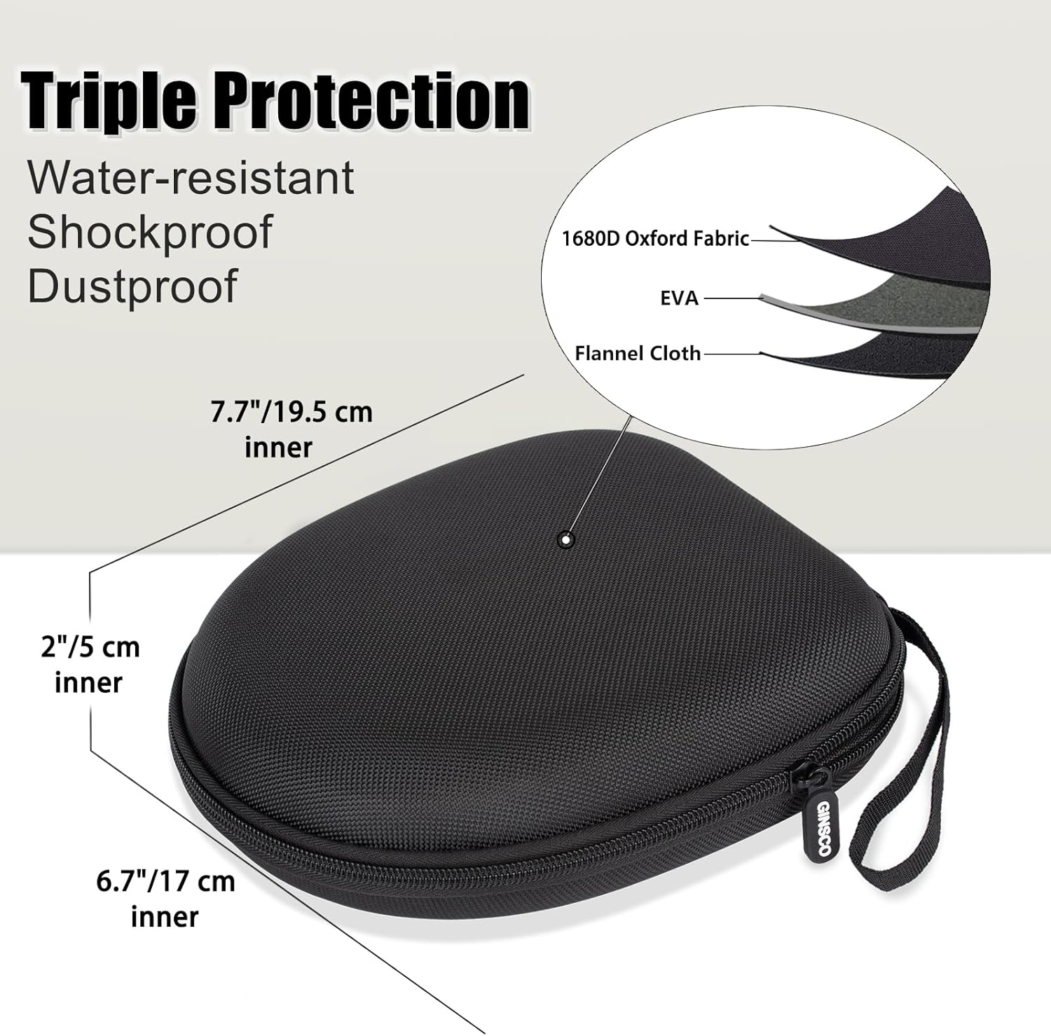 Ginsco Universal Headphone Case Compatible with JBL Tune 510BT 720BT, Sony WH-CH 720N/WH-CH520, with Sony/Jbl/Soundcore Q20 Q30/BERIBES/TOZO/KVIDIO Etc Wireless Headphones Black image number 6