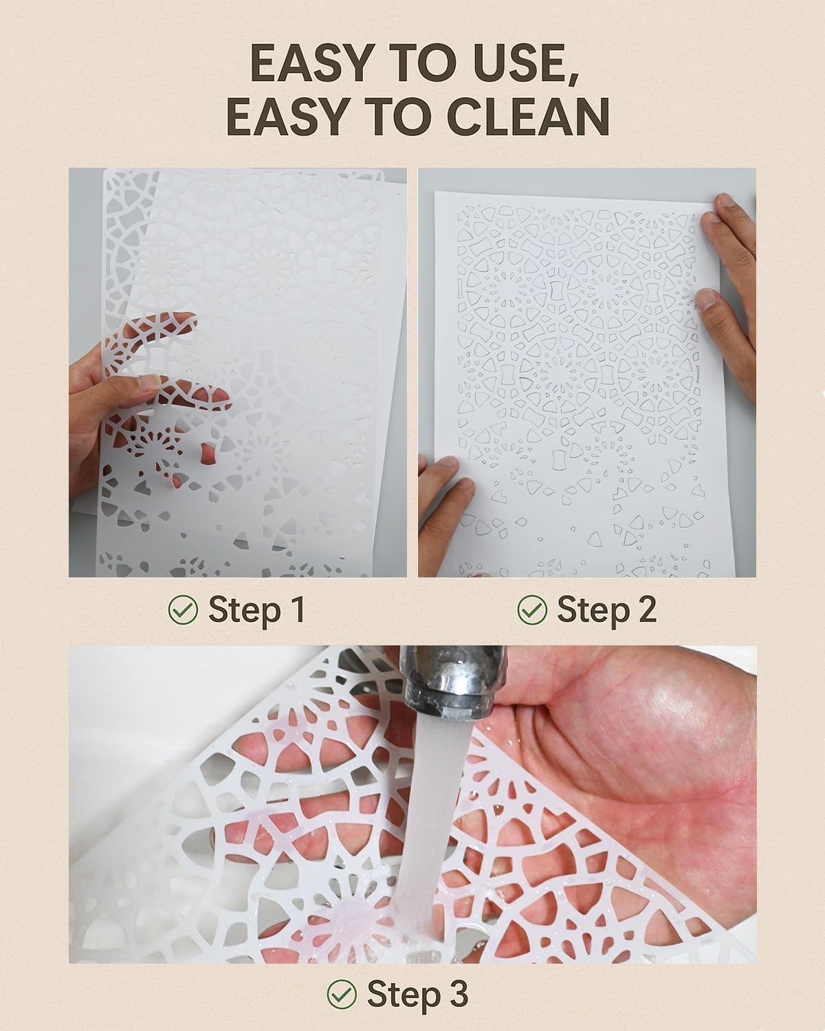 12Pcs Stencils for Crafts Reusable, Flower Leaf Texture Mixed Stencils for Painting, Geometric Spider Web Templates Abstract Layering Spray Paint on Wood Furniture Card Canvas Paper Scrapbook image number 6