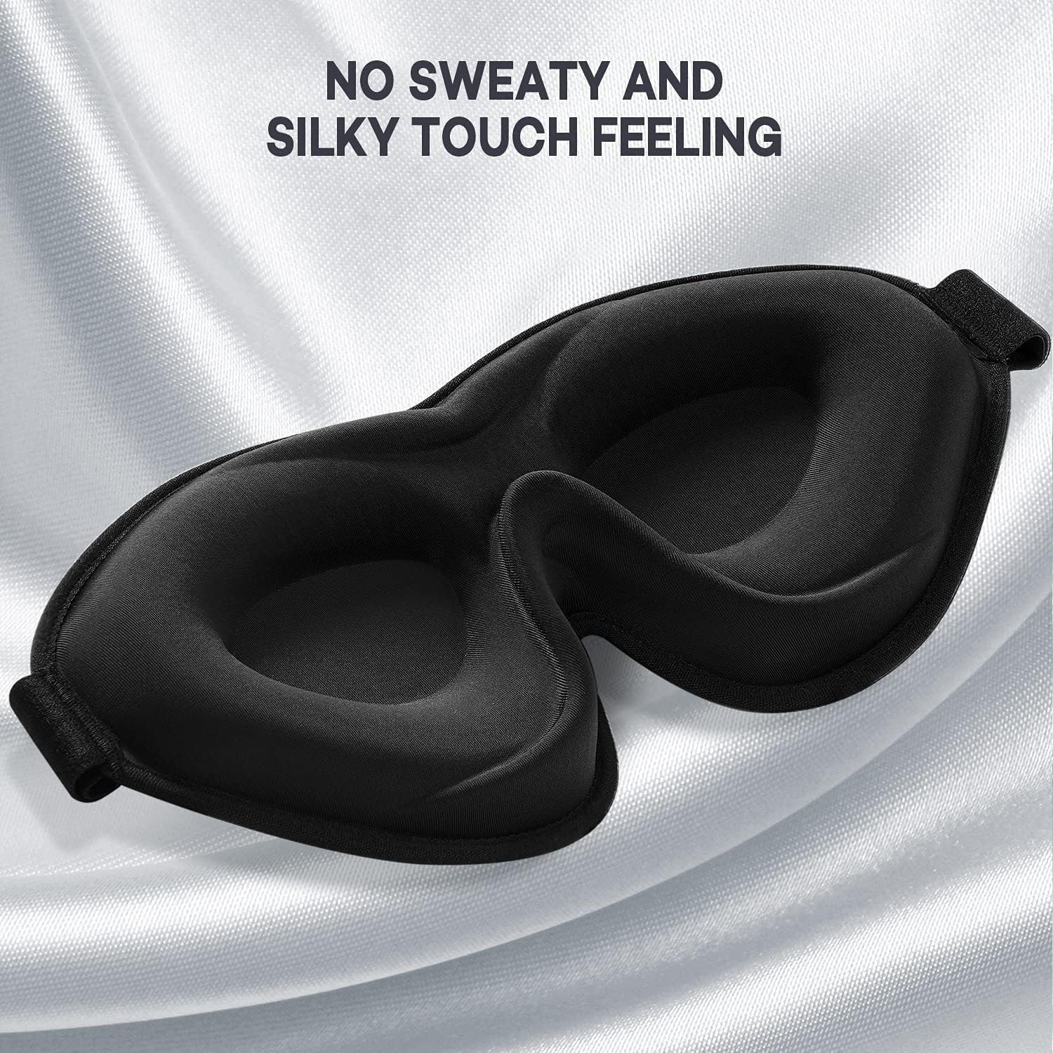 3D Sleep Mask,100% Light Blocking Comfortable Eye Mask,Contoured Cup Eye Mask,With Adjustable Strap,Breathable & Soft Ideal for Night Sleeping,Traveling,Shift Work (Black) image number 2