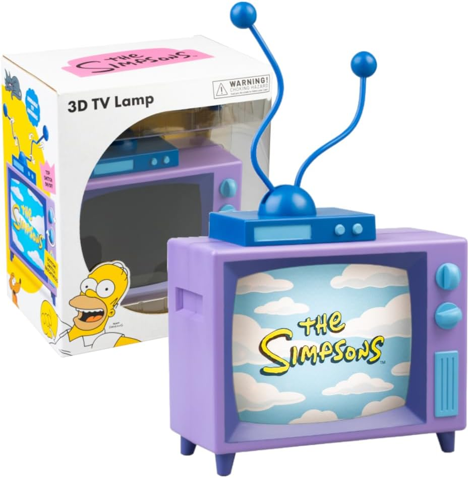 Grupo Erik Battery Lamp - the Simpsons Gifts | Desk Lamp Table, Mood Light, Gaming Light | the Simpsons Figures - TV with Bendable Antennas, Cool Room Decor image number 2