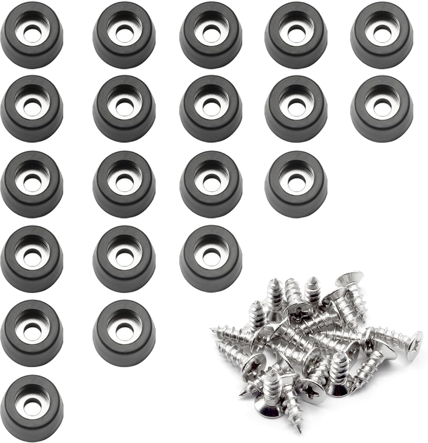 Rubber Cutting Board Feet with Stainless Washer and Screws, 1/2&rdquo; Small Black round Rubber Feet, Non Slip Bumper Pads for Furniture, Electronics & Application,20 Pack image number 6