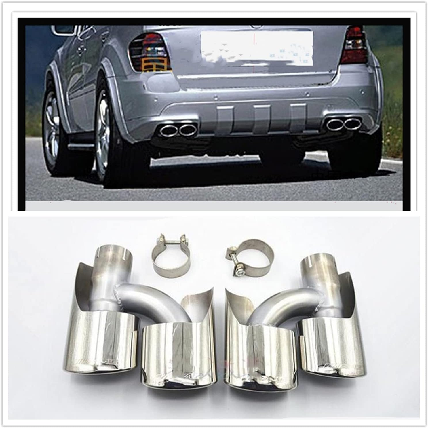 Muffler Rear Exhaust Muffler End Tip Pipe Air Outlet Vent Duct Exhause Body Kit Tailpipe Compatible with Mercedes Benz W164 2010-2013 ML Series Car image number 5