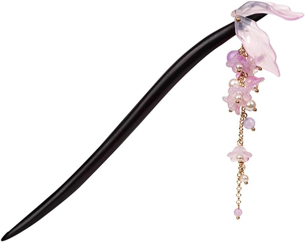 Hair Chopsticks for Women，Wooden Chinese Hair Sticks with Stone，Ebony Hair Accessories，Handmade (I)