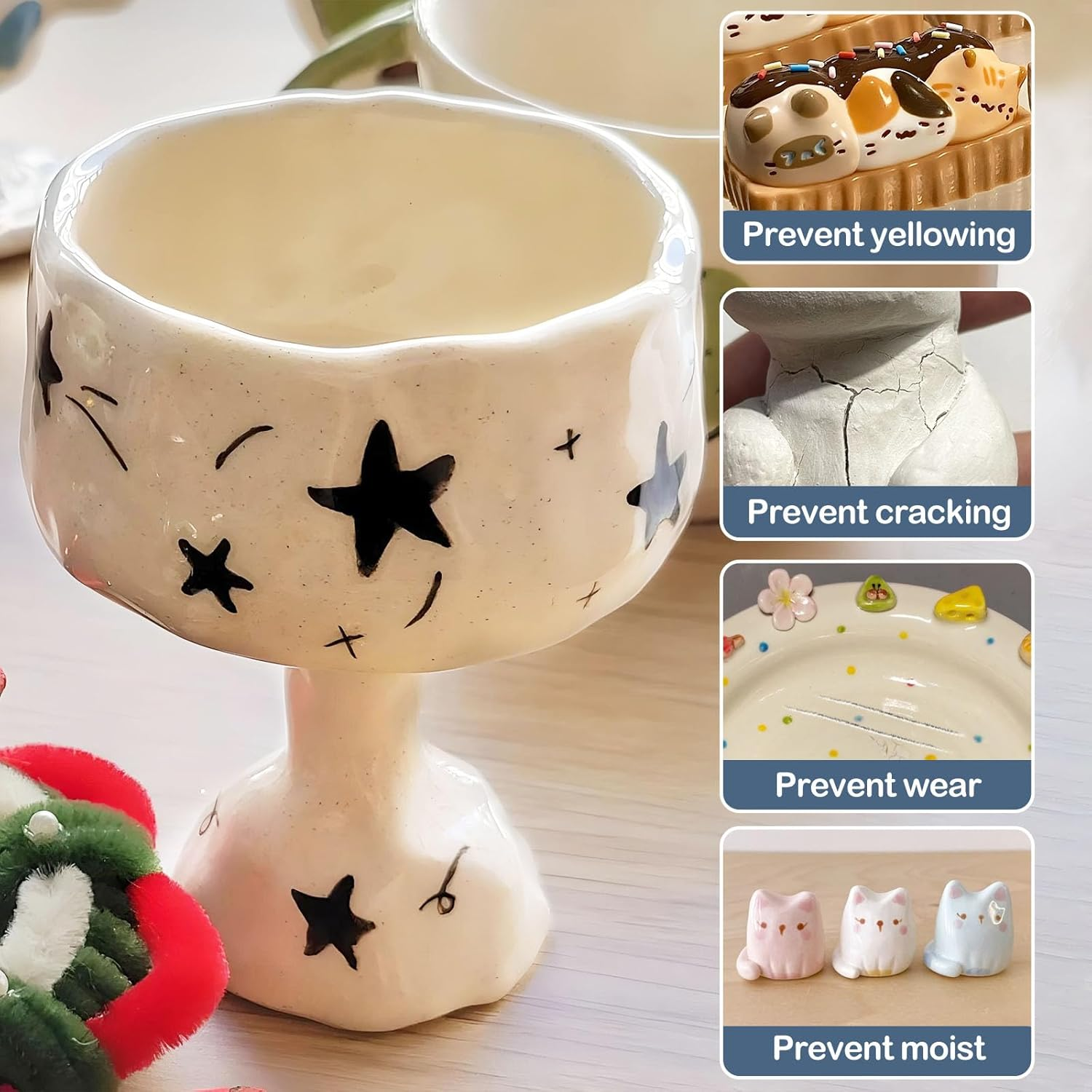 Air Dry Clay Glaze Kit, 2 X 100Ml Gloss Matte Clay Varnish Sealant, Water Proof, High Luster Finish, Scratch Resistant, for Craft Pottery image number 3