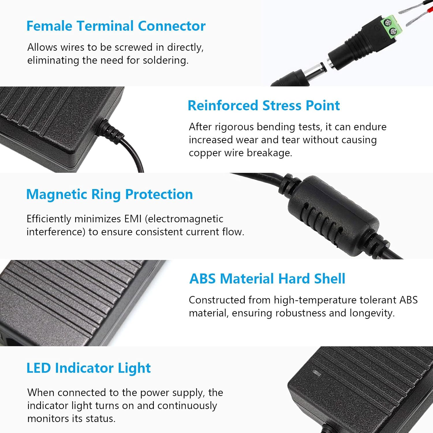 AC to DC Converter 180W 12V 15A Universal Power Supply Adapter, 15A/180W AC to DC Converter Transformer 12V with 5.5X2.5Mm DC Output for LED Strip, CCTV Cameras, Light, Low Voltage Devices image number 6