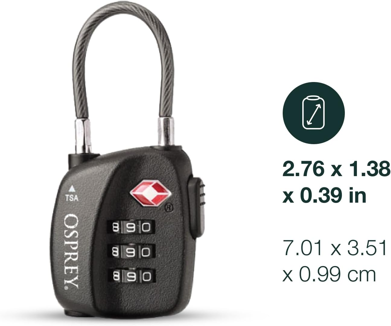 Osprey Europe TSA 3 Dial Cable Lock Unisex Black - O/S image number 1