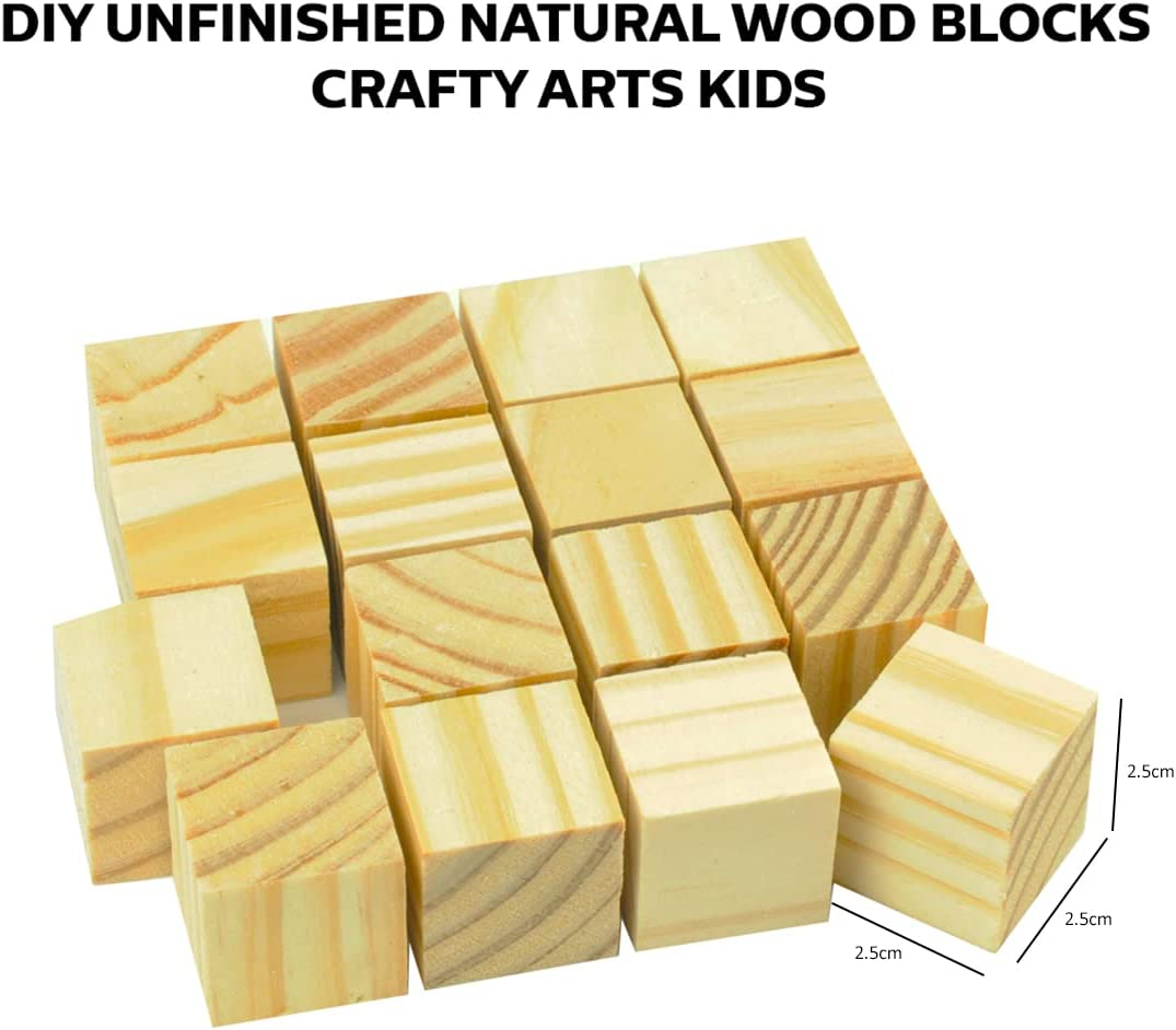 [2PK] Craft Wooden Blocks, Wood Material, Non- Toxic, Eco-Friendly, Can Be Left Natural, Stained, Varnished, Painted, Wood Washed, Stamped or Colored (2.5 X 2.5 X 2.5Cm) image number 1