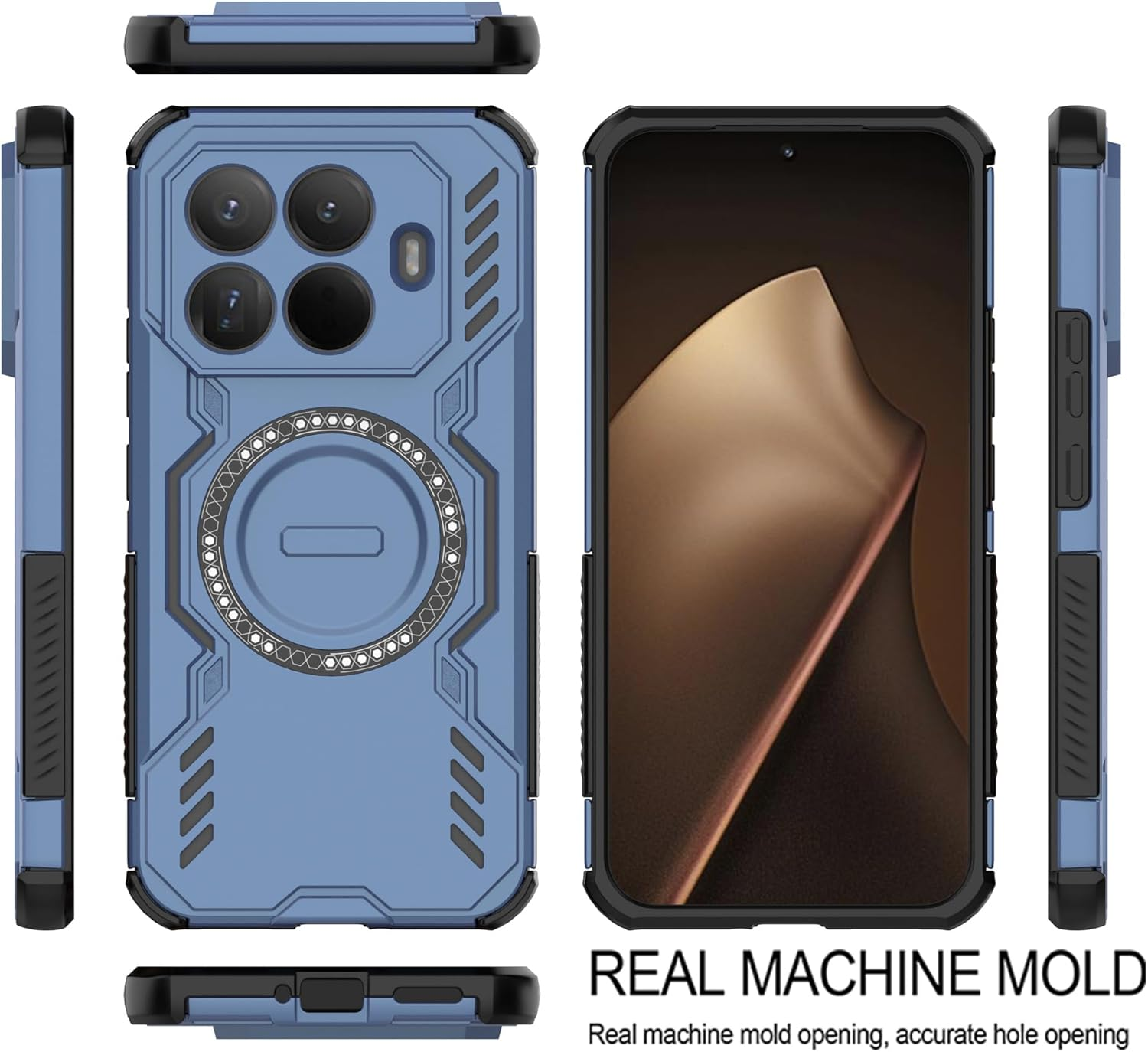 ESHUYI Magnetic Case for Xiaomi 15T Pro, Magsafe Compatible, Shockproof Hard Case with Air Cushion Corners, Heat Dissipation, TPU+PC Hybrid Phone Case, Blue