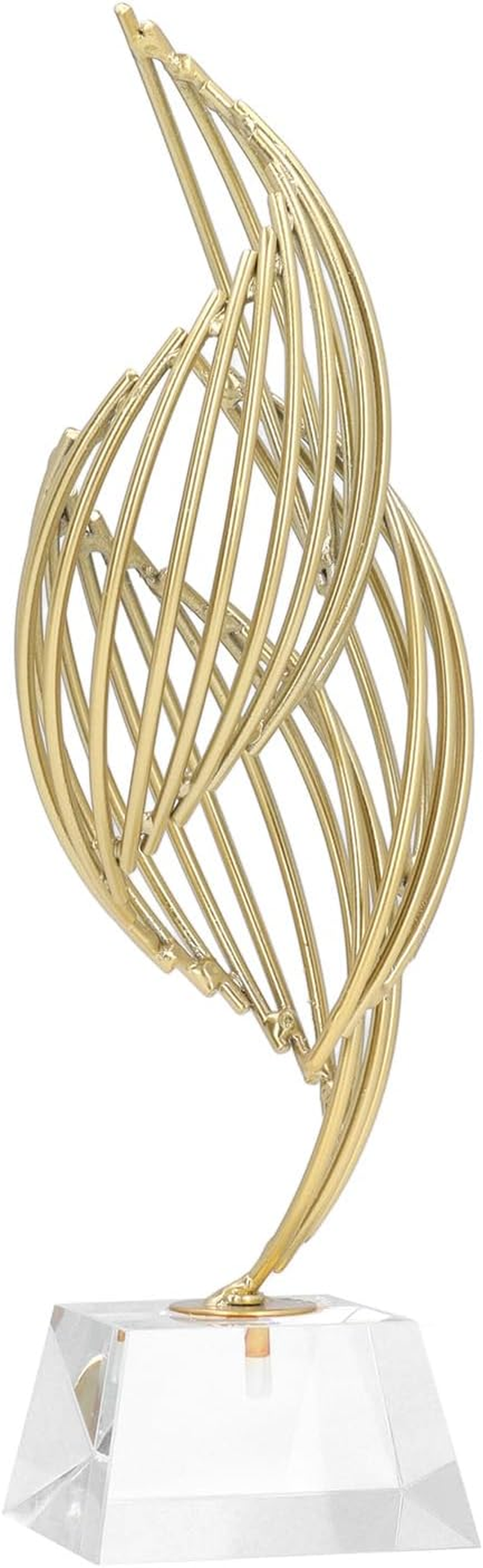 Metal Abstract Art Sculpture Iron Abstract Decorative Statue Modern Luxury Home Decor with Glass Base for Desk Shelf Living Room Office (Crystal White) image number 3