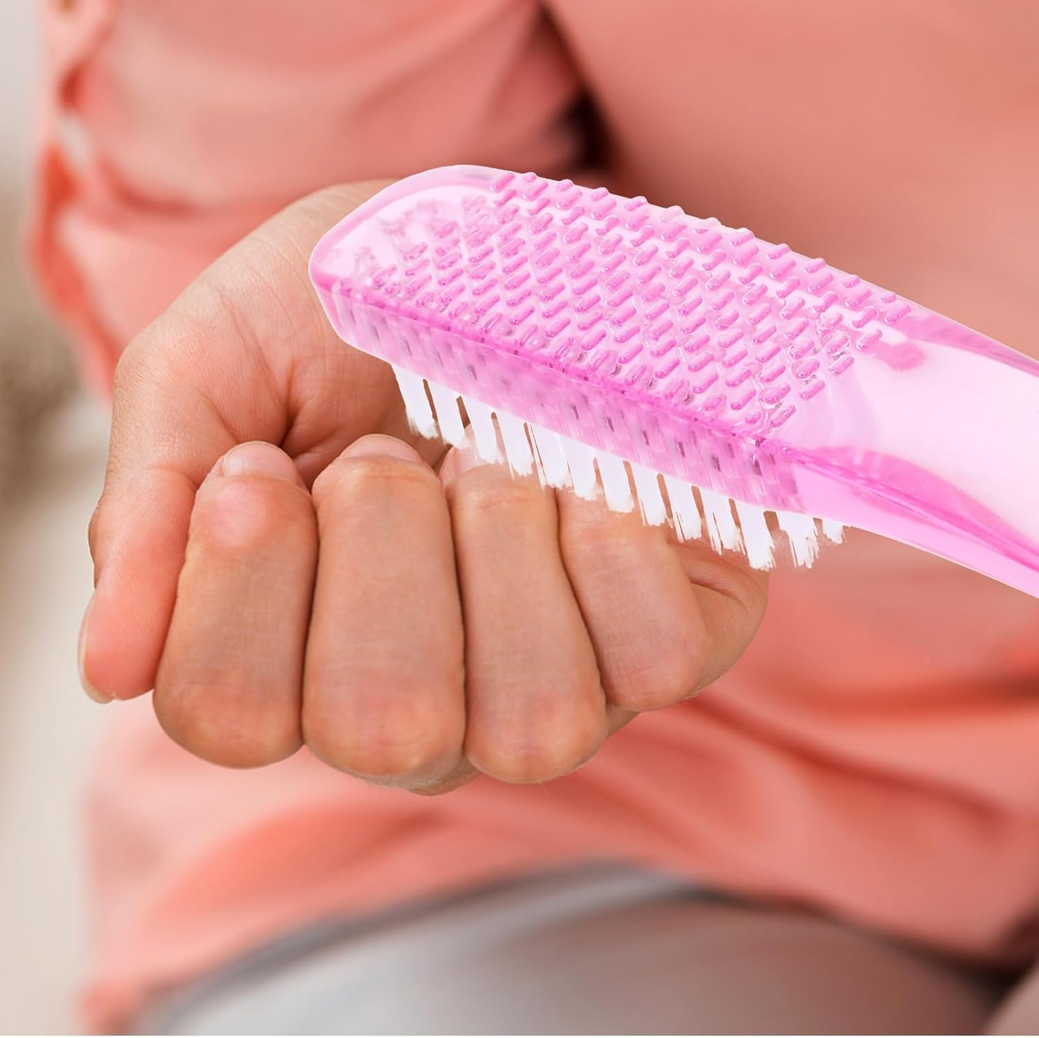 2Pcs Nail Scrub Brush Nail Brush Cleaner Fingernail Brush Duster Cleaning Brush Dust Brush Grip Plastic Curved Handle Manicure Brush for Nails Clean up Nail Nail Dust Brush image number 1