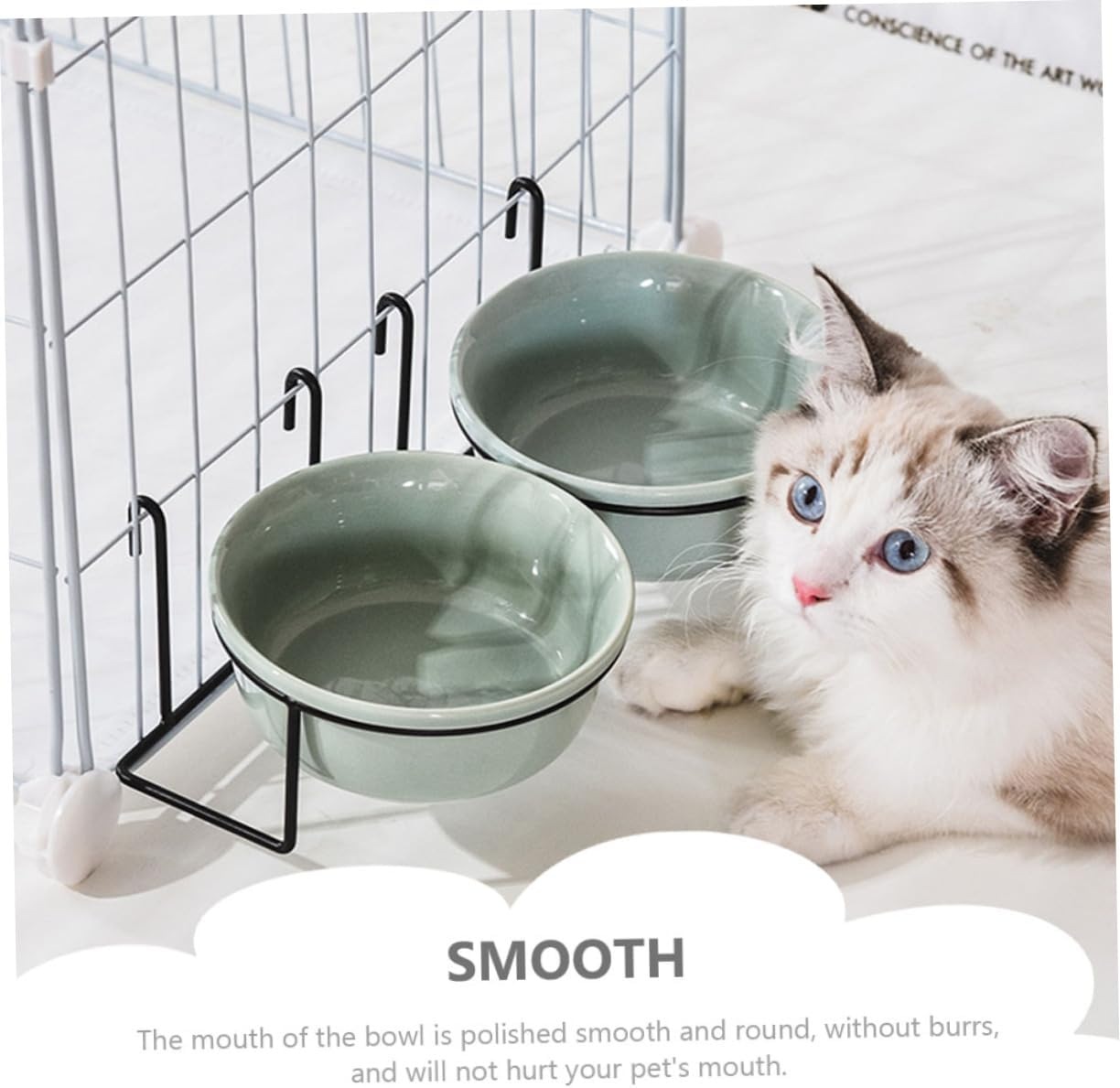 1Set Hanging Pet Bowl Cat Bowl with Rack Dog Water Dish for Cage Multi-Functional Food Container for Kittens and Puppies Easy Clean Design image number 3