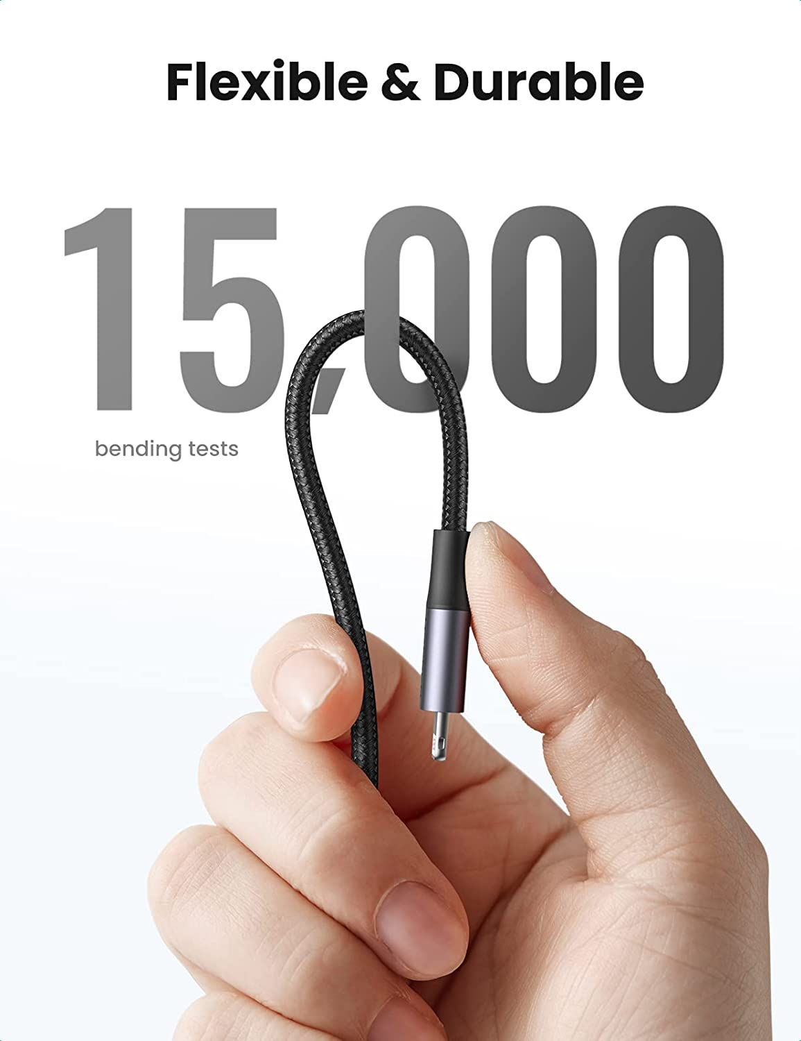 UGREEN USB C to Lightning Cable 3M, Apple Mfi Certified Nylon Braided Cord, Fast Power Delivery Iphone Charger, Aluminium Case, for Iphone 14 Pro Max/13/12, Ipad Pro/Air/Mini, Airpods, Grey image number 1