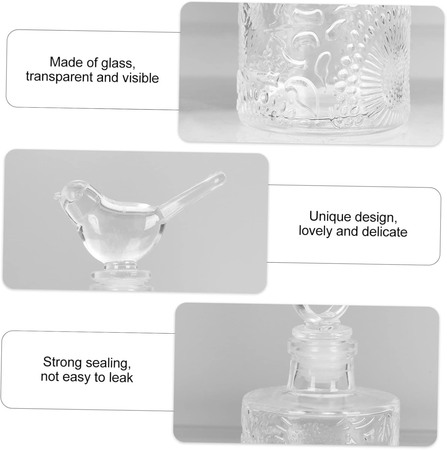 2Pcs Retro Crystal Perfume Atomizer Perfume Bottle for Aroma Diffuser Decorative Bottle Wide Mouth