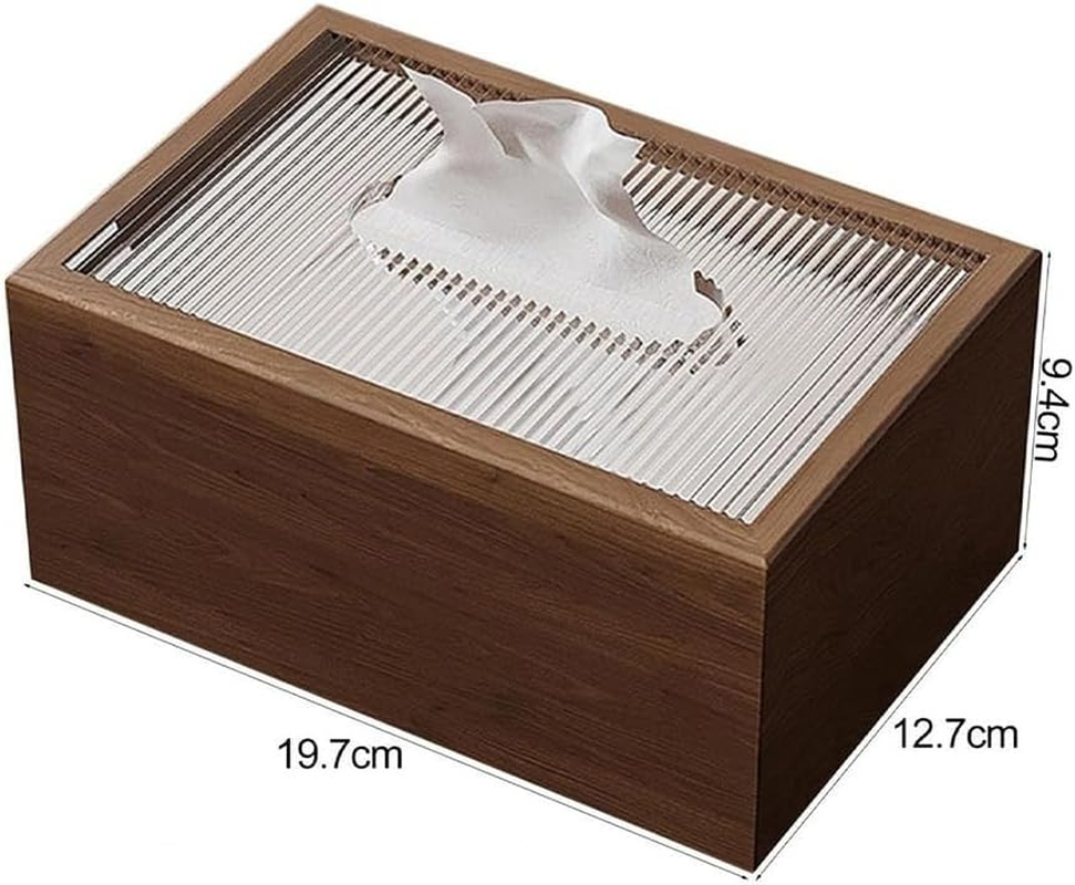 2 Pcs Napkin Holders, Wooden Tissue Box, Desktop Napkin Storage with Acrylic Cover (19.7 * 12.7 * 9.5Cm)