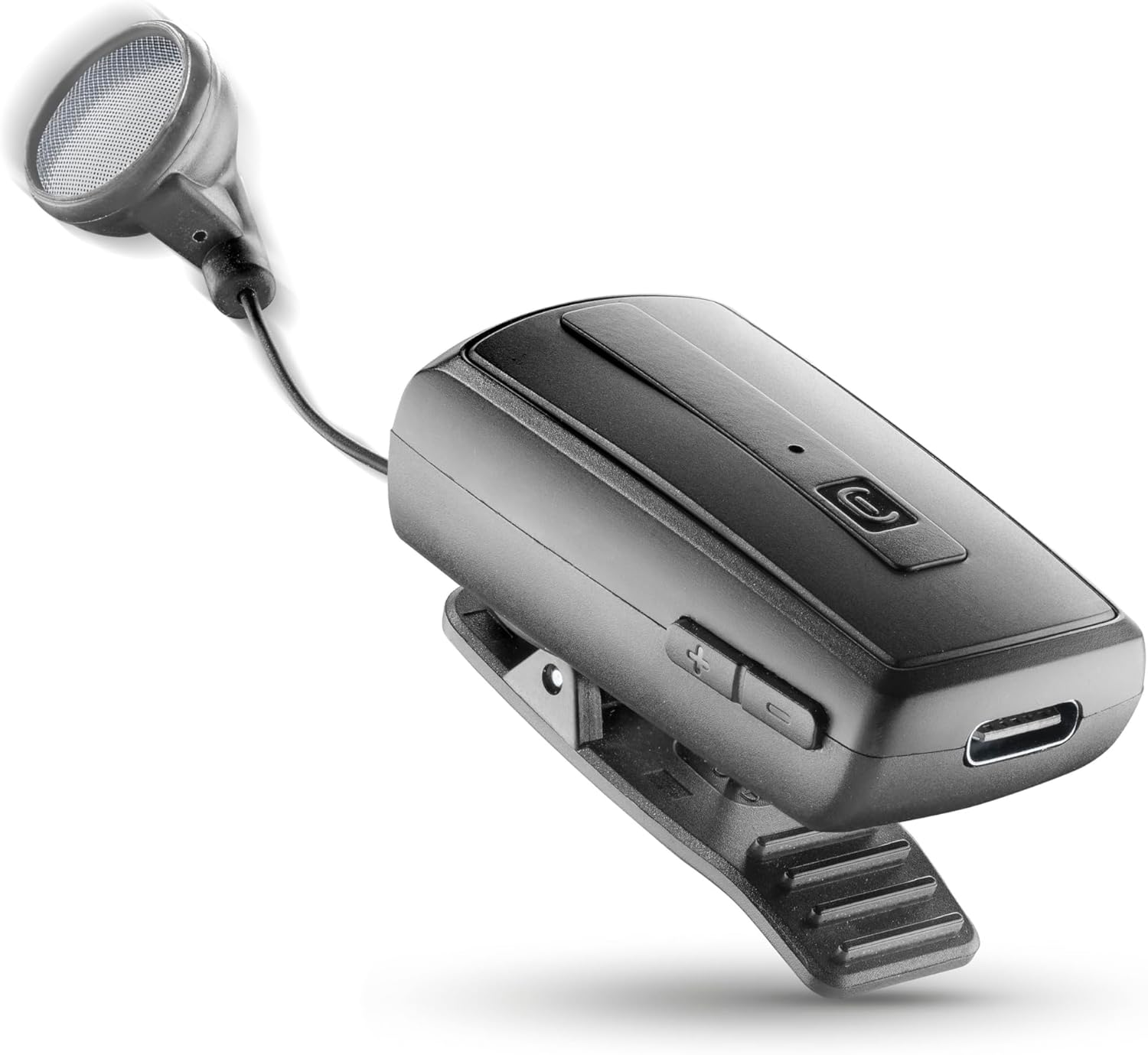 Cellularline Roller Clip Bluetooth Headset with Retractable Cable - Black/Grey