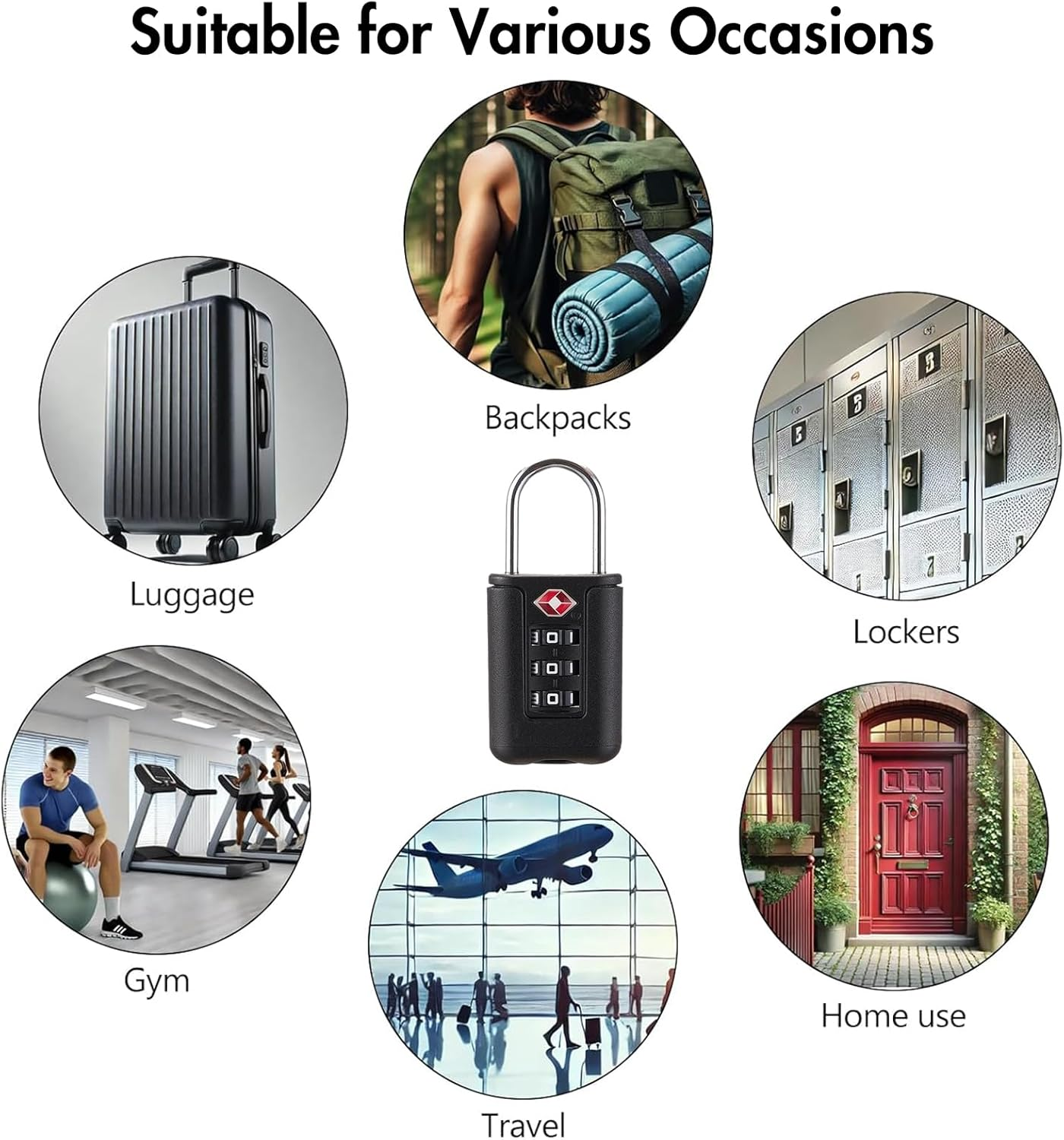 TSA Approved Luggage Locks, 4 Pack 3-Digit Suitcase Lock T Tersely with Alloy Body Lock for Travel Bag, Travel Combination Lock for Luggage,Bag,Case,Backpack,Gym Lockers(Black) image number 3