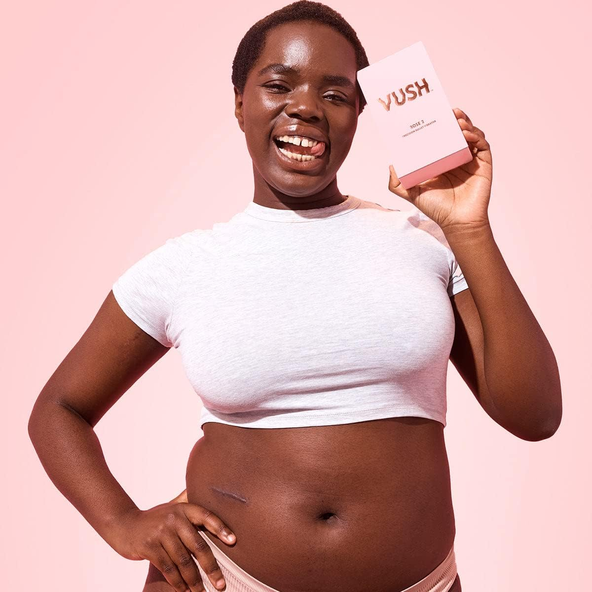 VUSH Rose 2 Precision Point Bullet Vibrator with Clitoral Stimulation - Flexible Tip, Waterproof, Rechargeable (Pink)