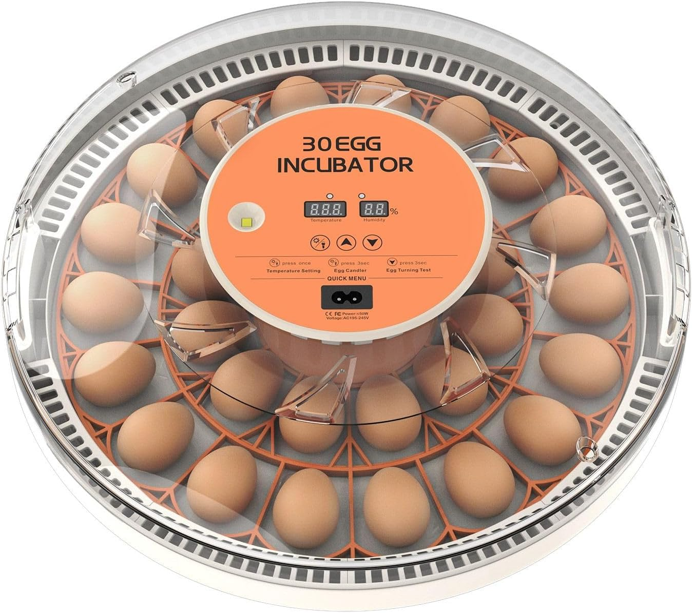 Pet Scene 30 Egg Incubator Automatic Hatcher Hatching Hatchery Machine for Chicken Duck Quail Bird Goose Turkey with Auto Turner Humidity Control LED Candler image number 6