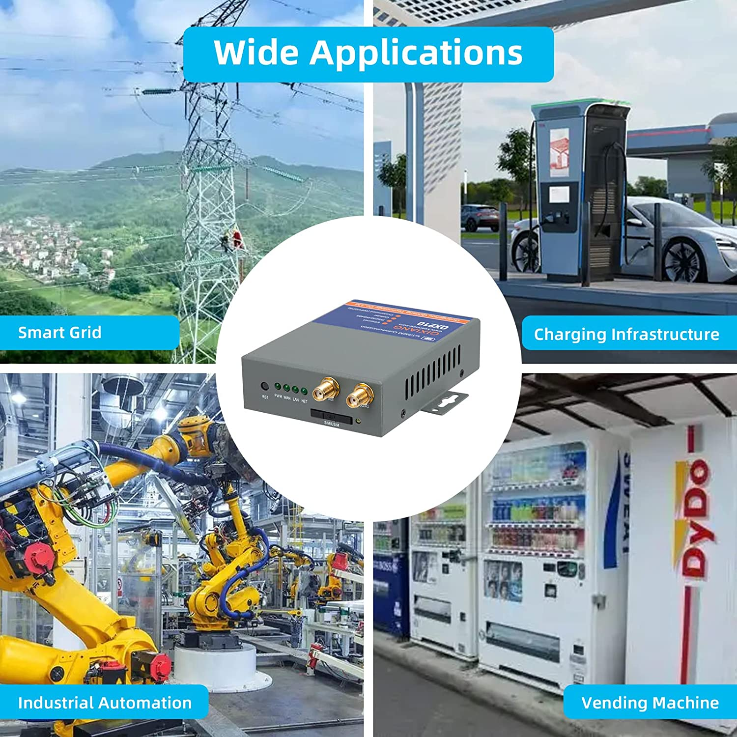 QX210-AUW2 Industrial 4G LTE Wifi Router, Cellular VPN Routers for Wireless Internet Backup, M2M Gateway RS232 Wifi Modem Router for Home Vehicle Fleet RV Camera Security System Industrial Automation