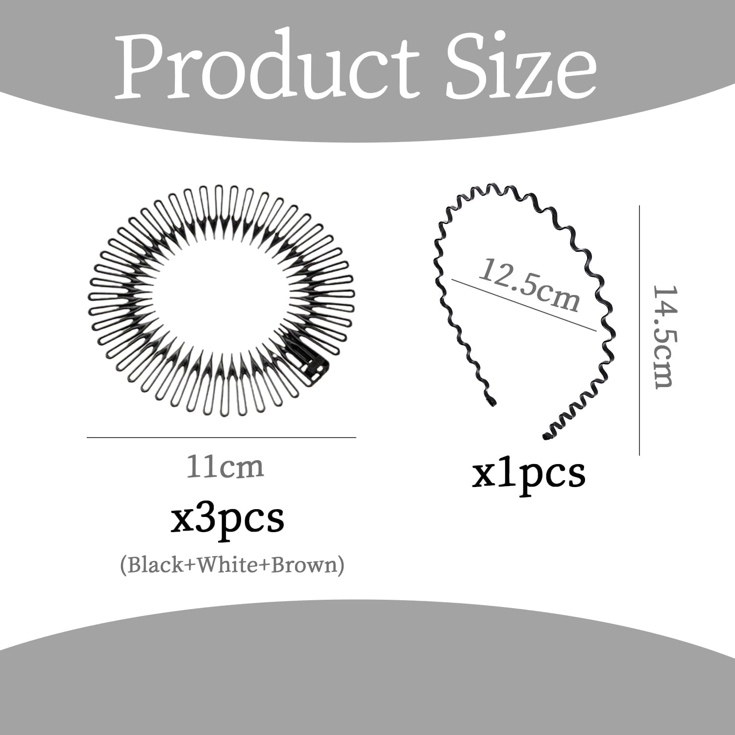 3 Broken Hair Combs and 1 Wavy Headband, Fixed Invisible Combs for Bangs, Flexible and Stretchy Hair Accessory Set, Suitable for Washing, Make-Up and Going Out. image number 3