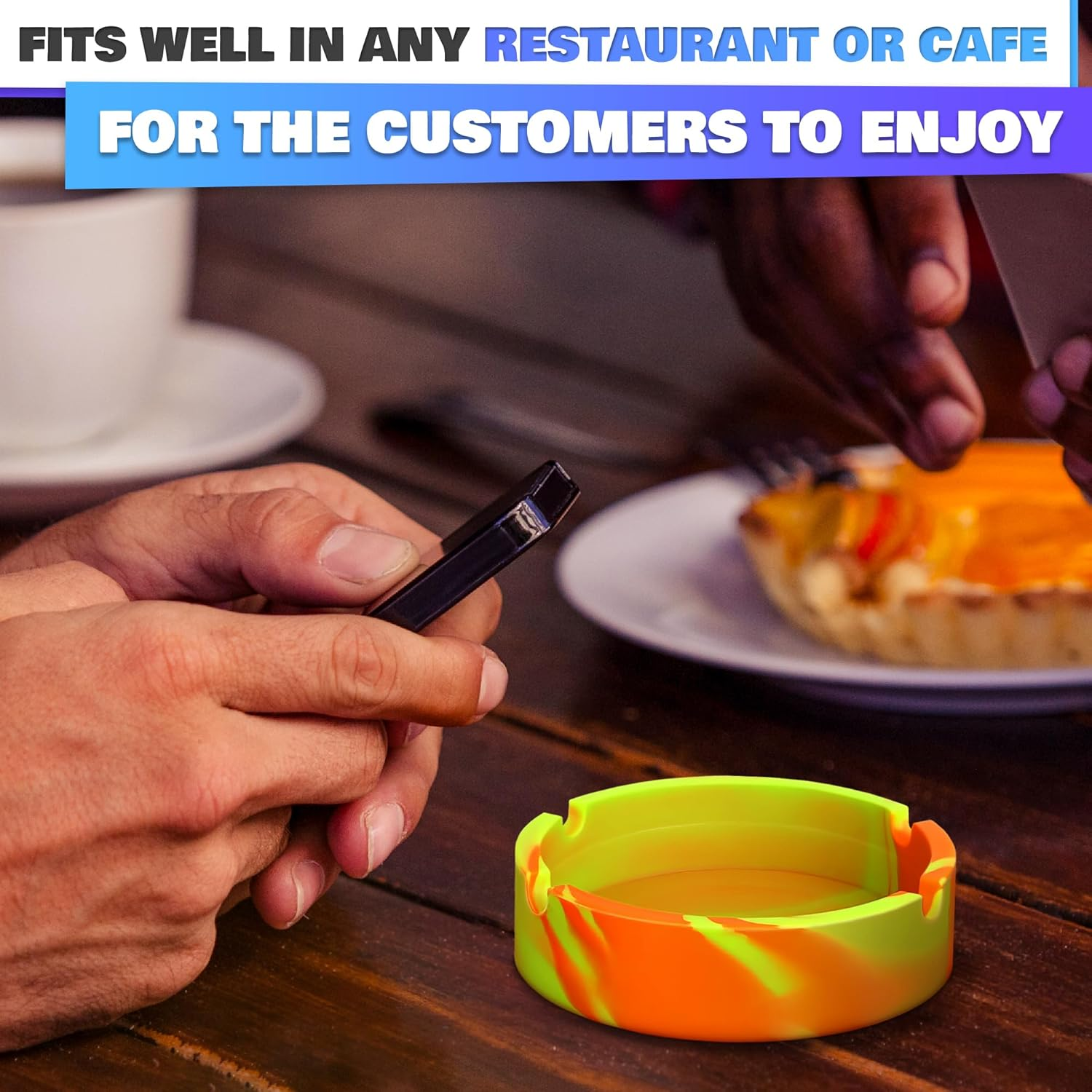 3Pcs Rubber Ash Tray Outdoors - Multicolor Small Ashtray for outside Patio, Temperature Resistant Ash Trays for outside - Flexible & Easy to Clean Silicone Ashtray image number 5