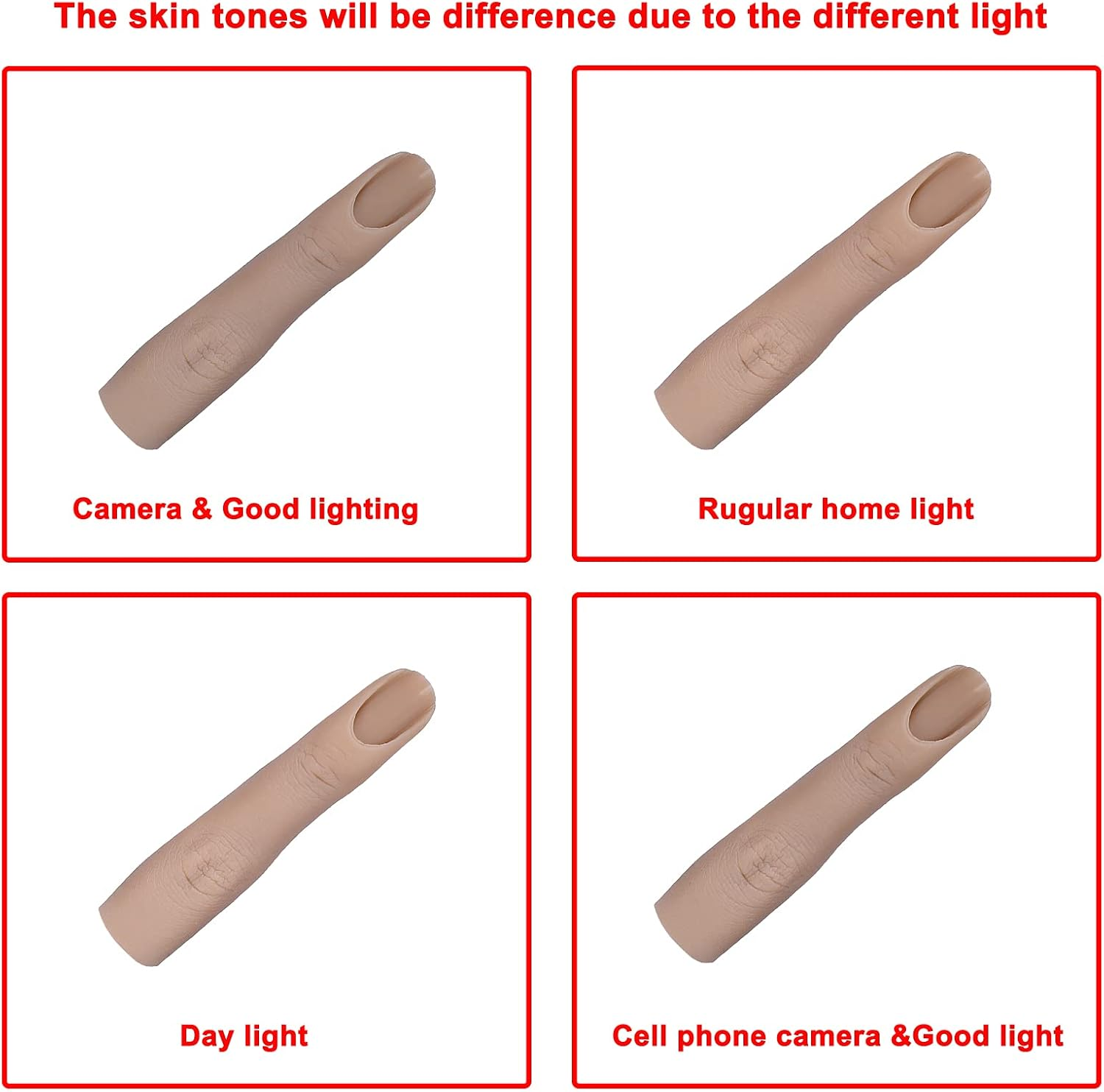 XMASIR Silicone Nail Practice Finger for Acrylic Nails, Fake Finger Training Model, Flexible Bendable Female Mannequin Life Size for Nail Art Display, Jewellery Ring Display image number 4