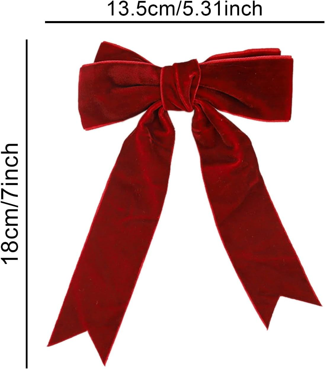 2Pcs Velvet Bow Hair Clip,Large Satin Ribbon Bow Hairpins,Bows Hair Barrettes Fastener French Hair Bows with Long Ribbon Vintage Party Hair Accessories Women Girls Gifts 2PCS (Black & Red Velvet)