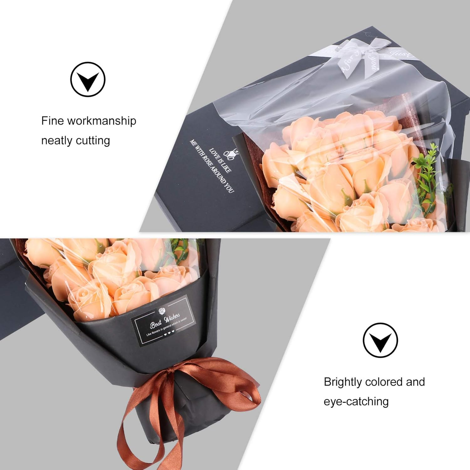 Cabilock Soap Rose Bouquet Decorative Soap Flower for Woman Birthday Mothers Day Bouquet image number 3