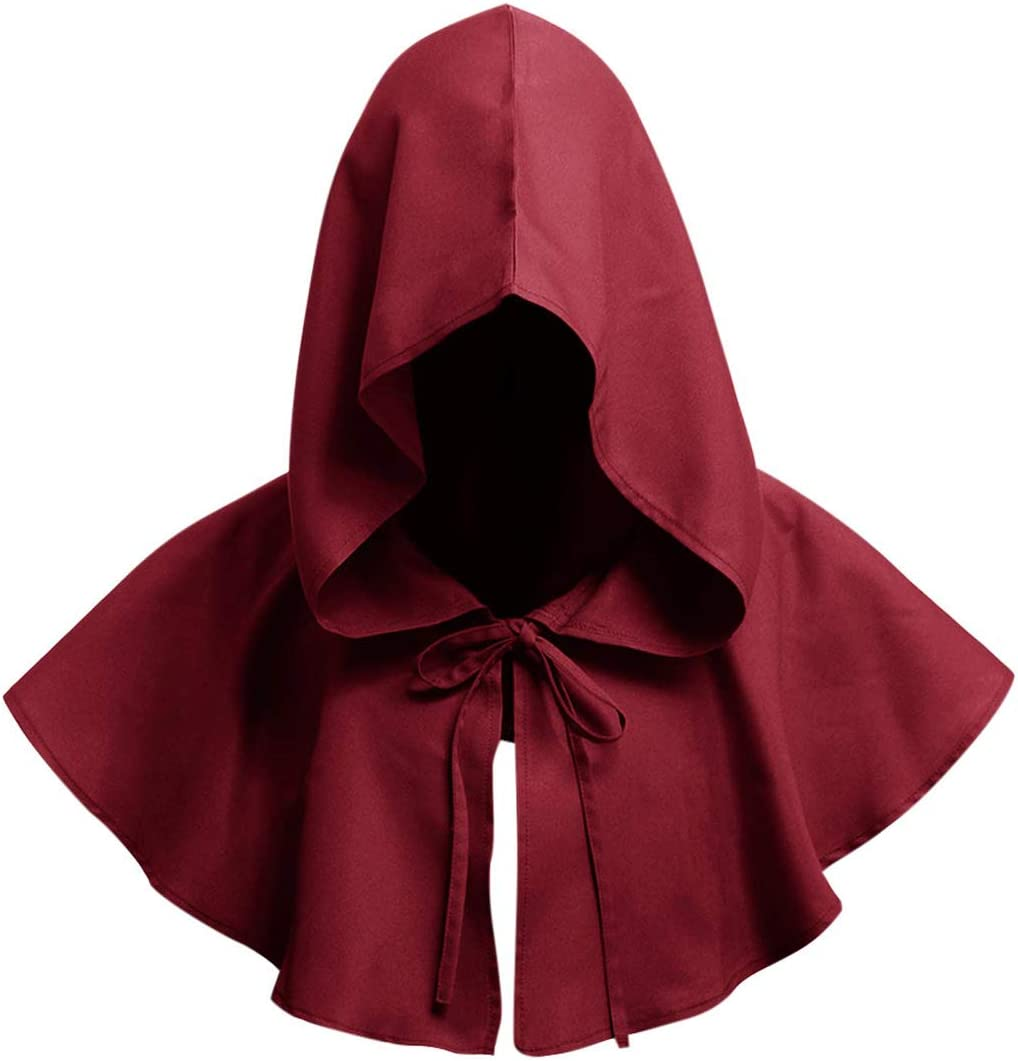 DQCUTE Halloween Grim Cowl Cloak Medieval Wicca Pagan Hood Hat Cosplay Costumes Hooded Poncho for Men Women