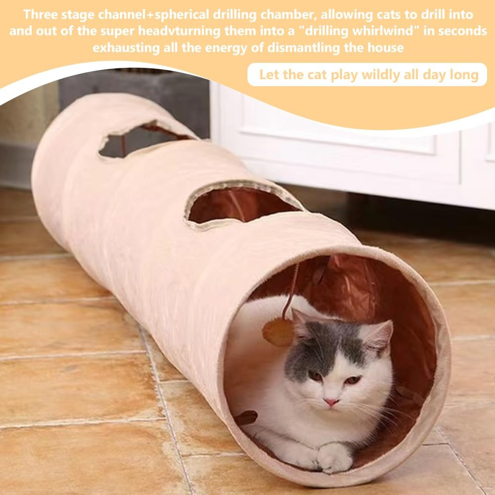 Kitten Tunnel,Cat Tunnel,Collapsible Kitty Interactive Tool,Foldable Cat Tube, for Indoor Cats,Oxford Cloth Warm,Tube- for Cat, Puppy, Rabbit,Let Kitten Experience Self Entertainment image number 1