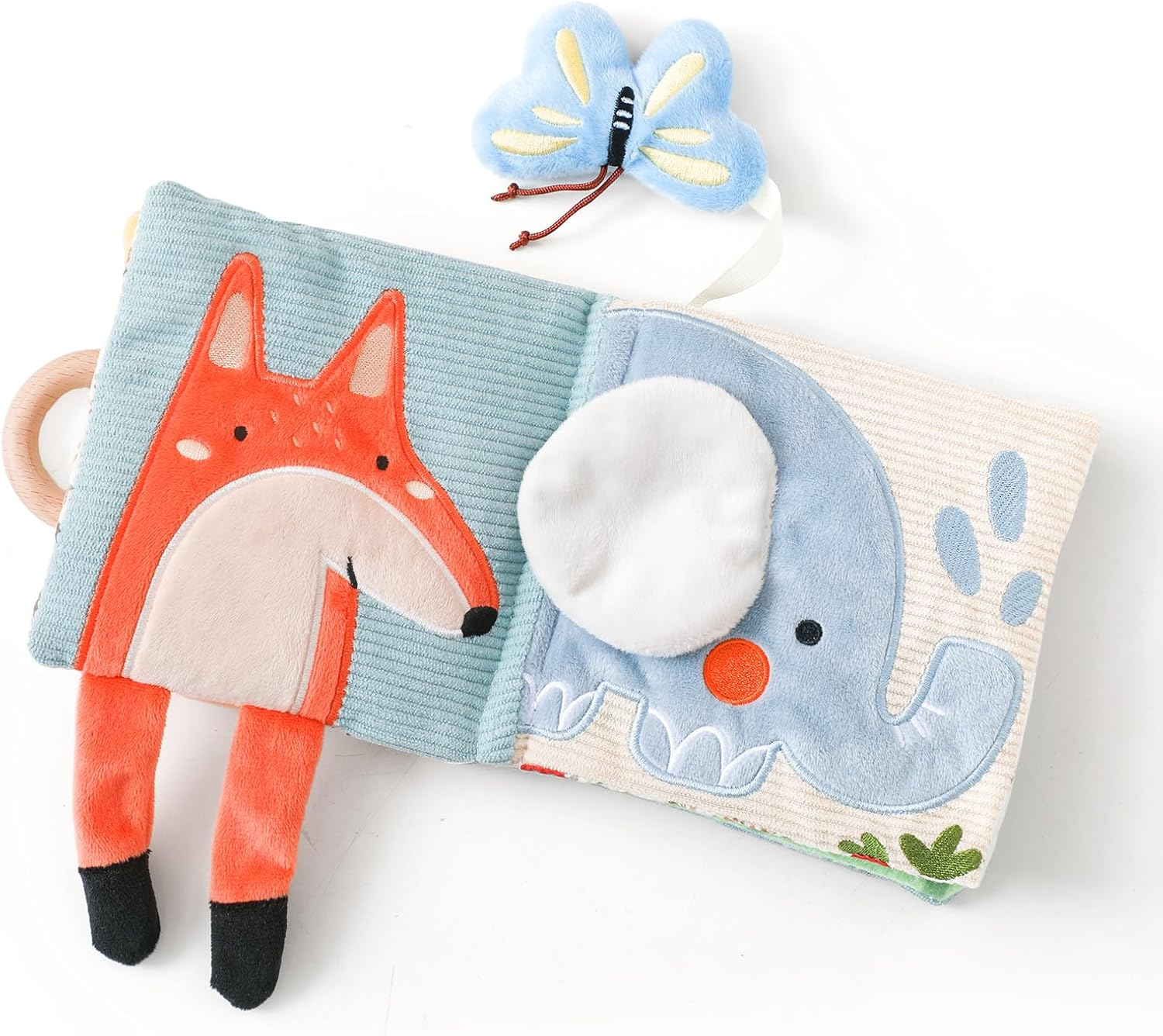 EERKEOD Baby Cloth Book Toys Montessori Baby Book Toy Animal Sensory Stroller Toy Non-Toxic Crinkle Washable Early Education for Baby Infant Toddler