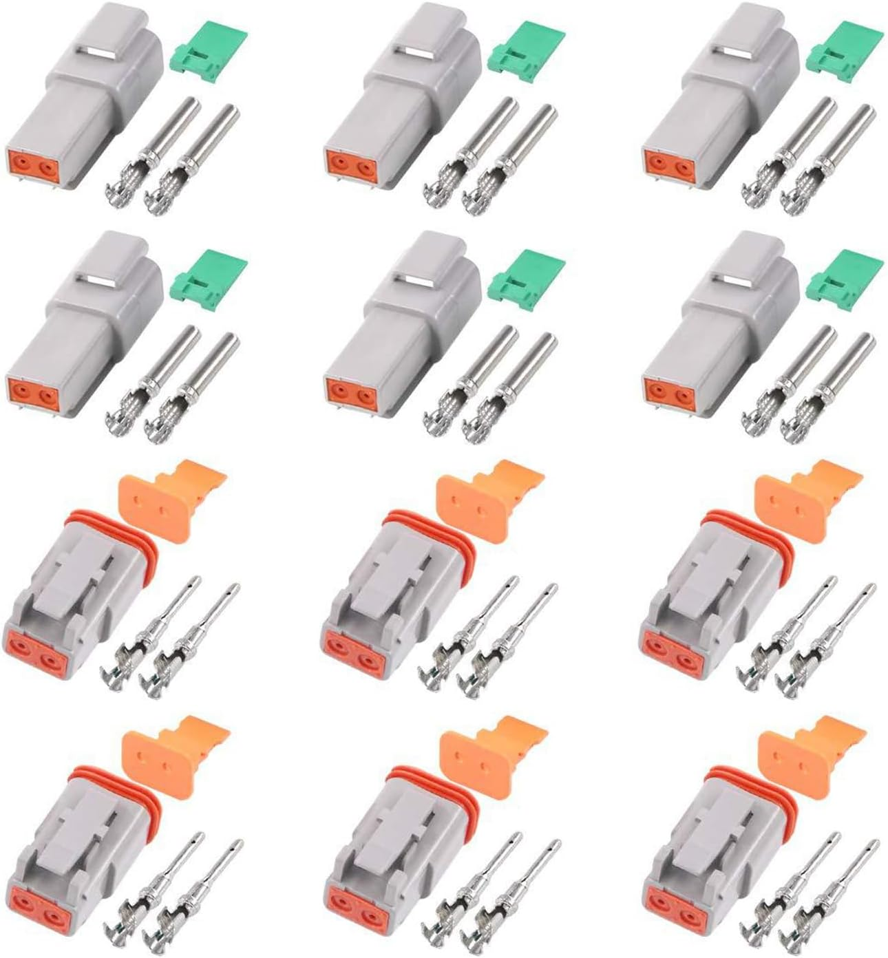 Roczential 6 Sets DT Connector Kits 2 Pin Waterproof Electrical Wire Connector with Size 16 Solid Contacts for Truck Off-Road Marine Motorcycle Wiring image number 3