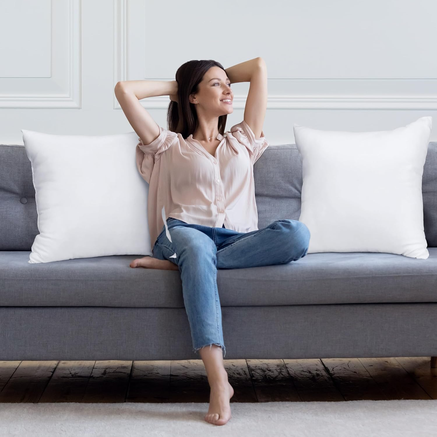 Utopia Bedding Throw Pillows Insert (Pack of 2, White) - 60 X 60 Cm Bed and Couch Pillows - Indoor Decorative Pillows image number 4