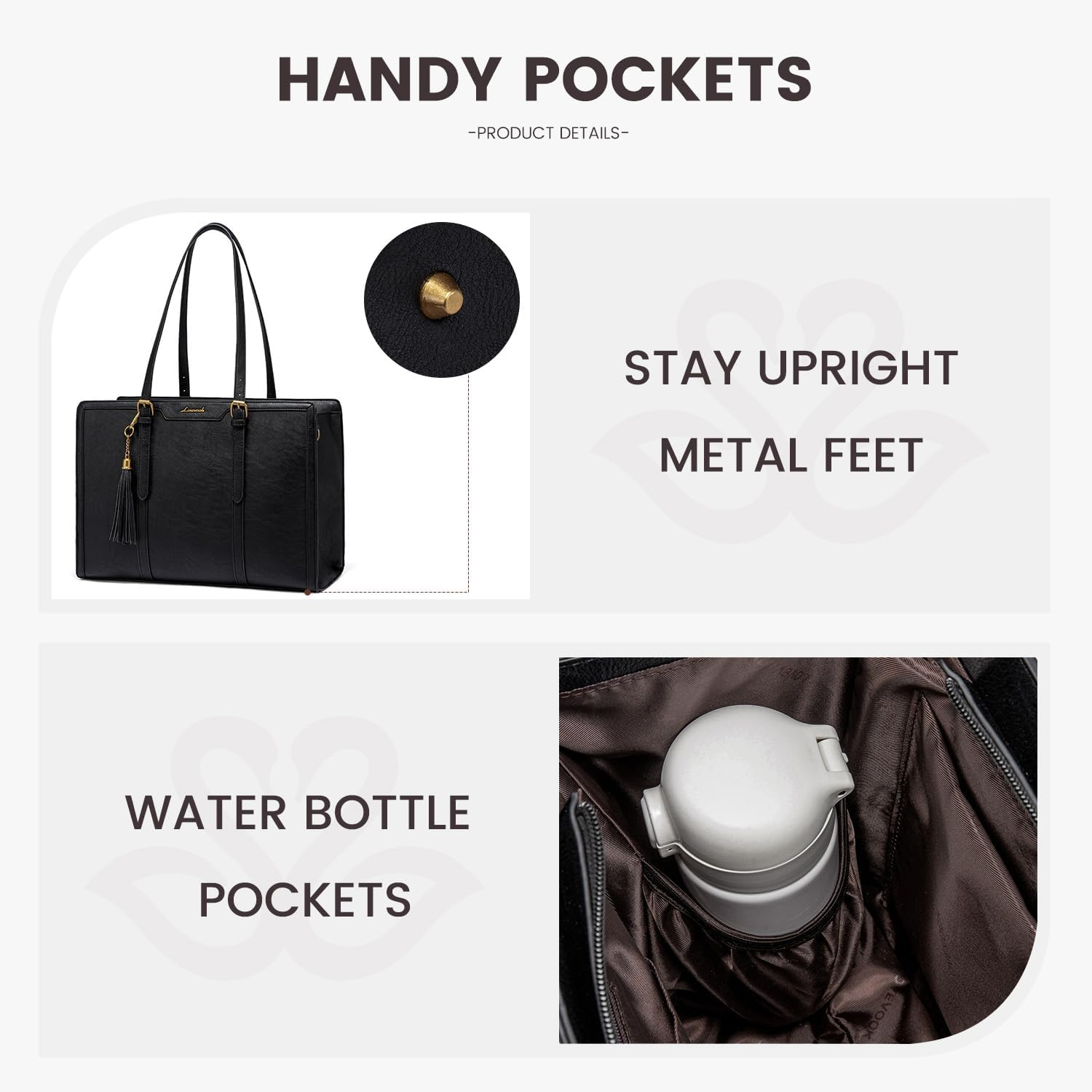 LOVEVOOK Laptop Bag for Women Vintage Leather Laptop Tote 15.6 Inch Large Capacity Computer Bag with Clutch Purse for Work