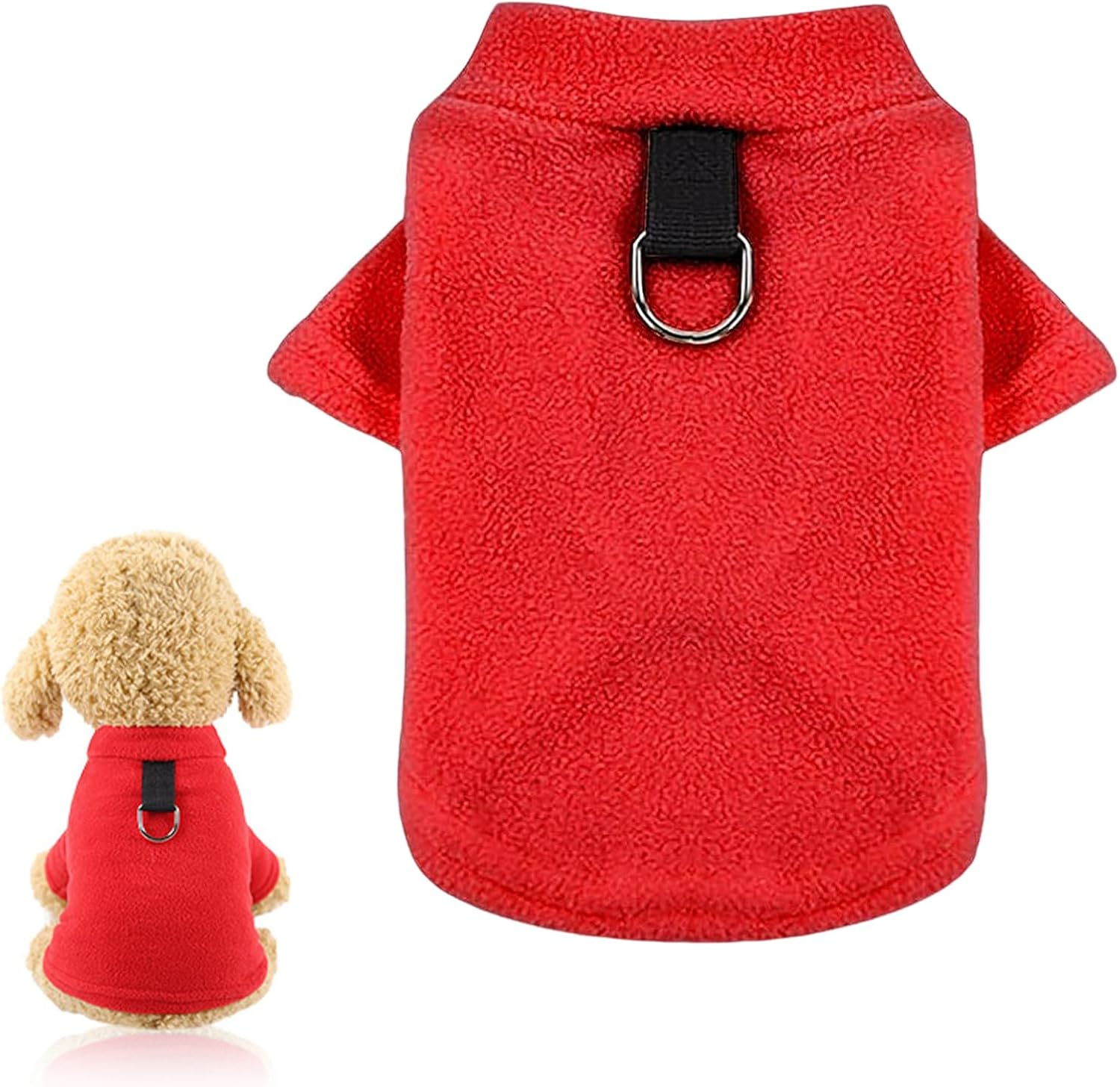 Dog Jumper Fleece Small Dog Jumper for Small Dogs Dog Jumper Fleece Vest Pet Dog Warm Coat Warm Dog Clothes for Small, Medium and Large Dogs, with D-Rings, Red, 2XL image number 2