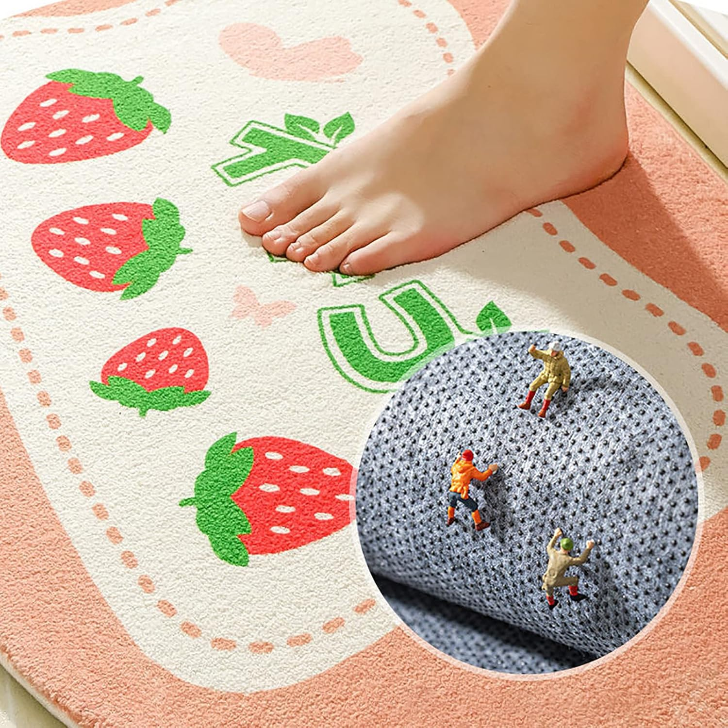 Non Slip Bath Mat Extra-Thick Water Absorbent Bath Rugs with Waterproof Backing Soft Fluffy Washabl Bath Rug Suitable for Bathroom, Toilet, Kitchen Style-M 40 * 60Cm