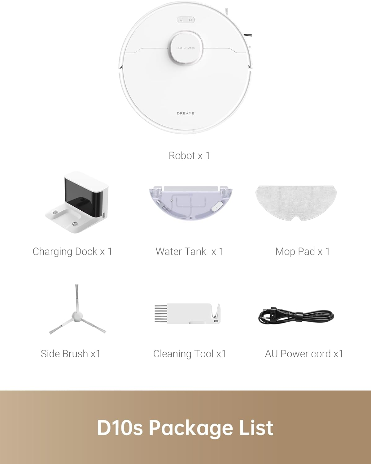 Dreame D10S Robot Vacuum Cleaner and Mop, 5000Pa Power Suction, LDS Navigation, up to 280 Minutes Runtime, App Control, AU Model image number 5