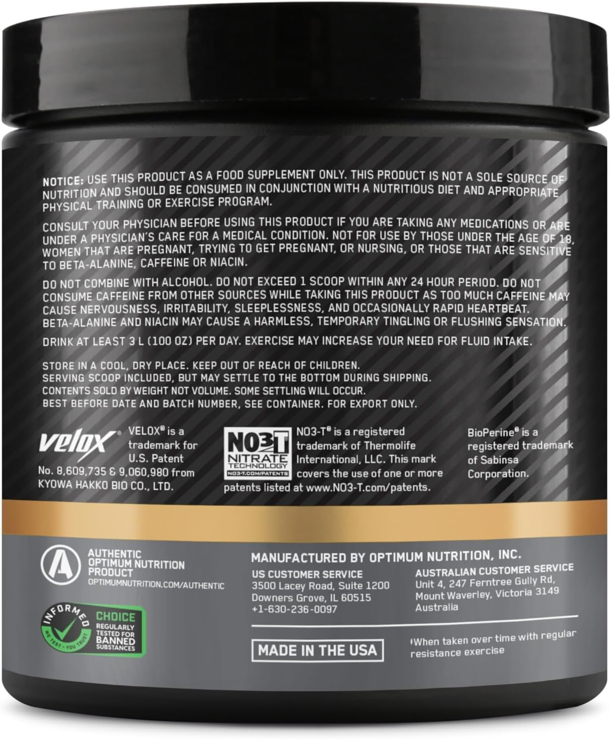 Optimum Nutrition Performance Kiwi Strawberry Preworkout Powder 285 G image number 3