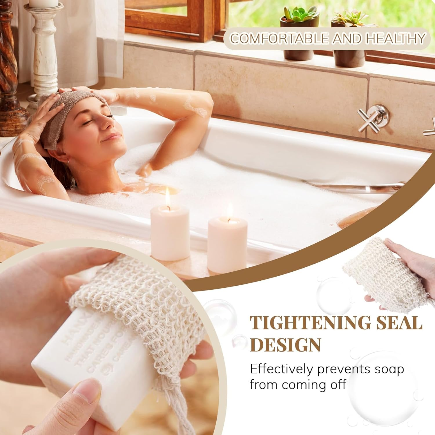 20 Pack Soap Saver Bag for Bar Soap, Bar Soap Scrubber Pouch with Wooden Bead, Exfoliating Soap Bag for Shower