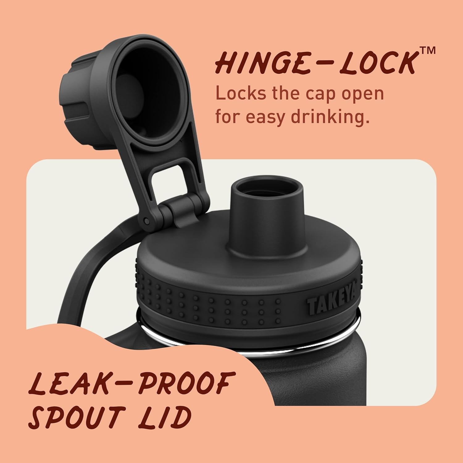 Takeya Australia Takeya Actives Vacuum-Insulated Stainless-Steel Water Bottle, 700Ml, Onyx Vacuum Insulated Double Walled Water Bottle, Onyx, 24 Oz image number 2