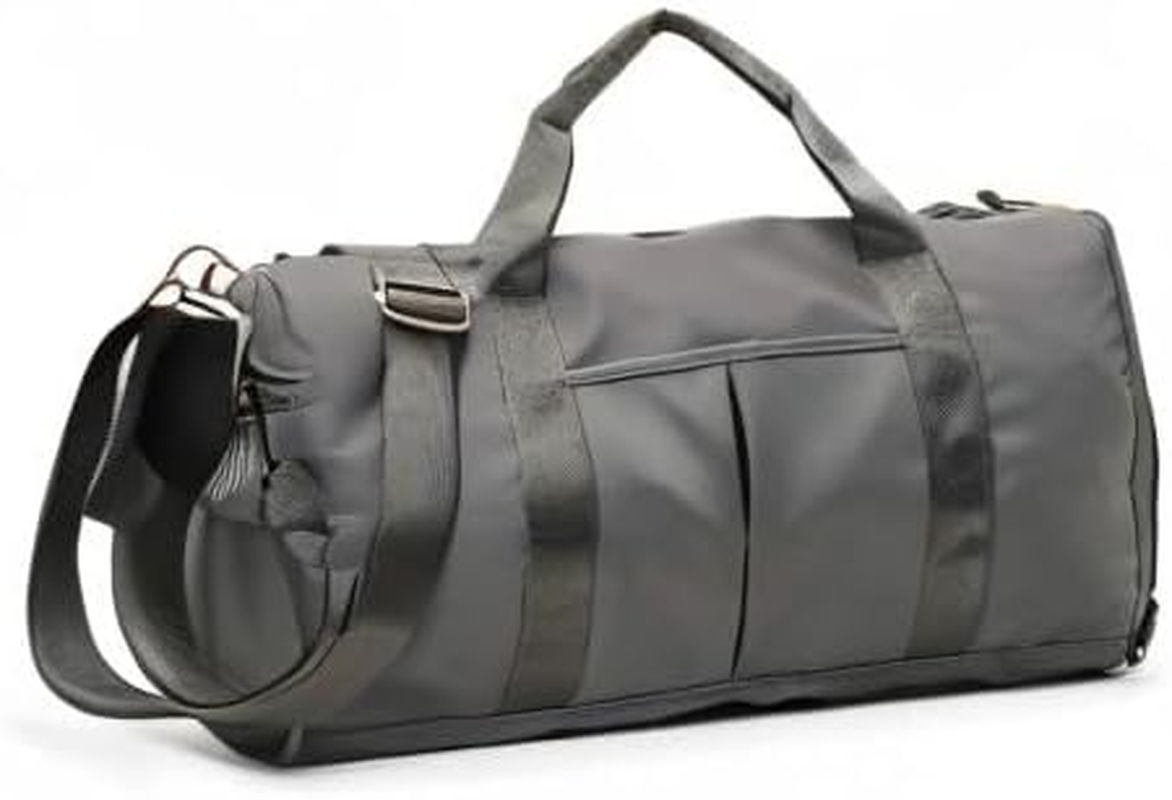 Sports Travel Duffel Bag with Wet Pocket & Shoes Compartment Water Resistant Luggage Packable Weekender Bag for Women and Men Gray 20-35L - Beige image number 4